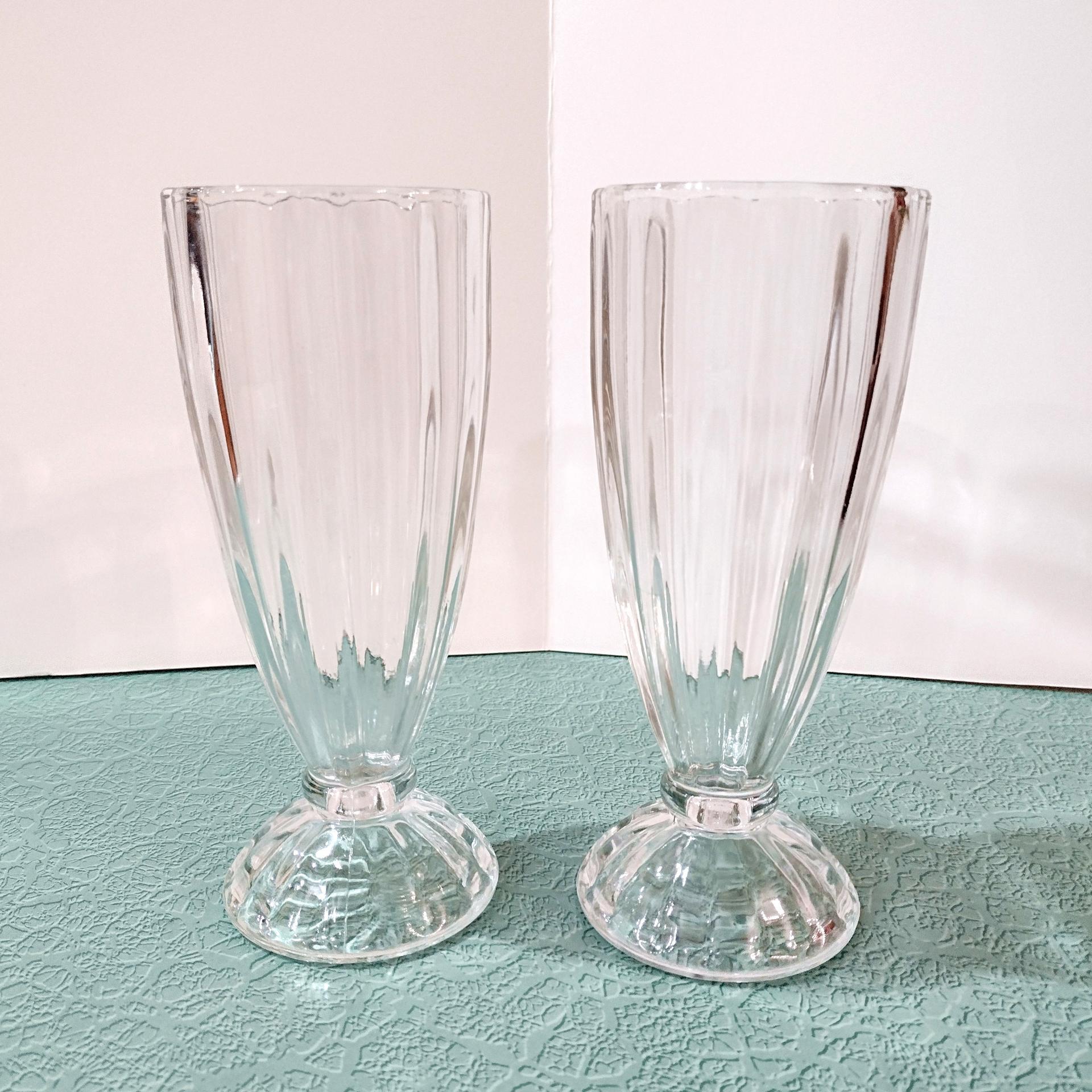 Vintage Libbey Soda Fountain Dessert Glasses, Set of Two, Libbey 5110 Fountainware, Retro Milkshake Sundae Set