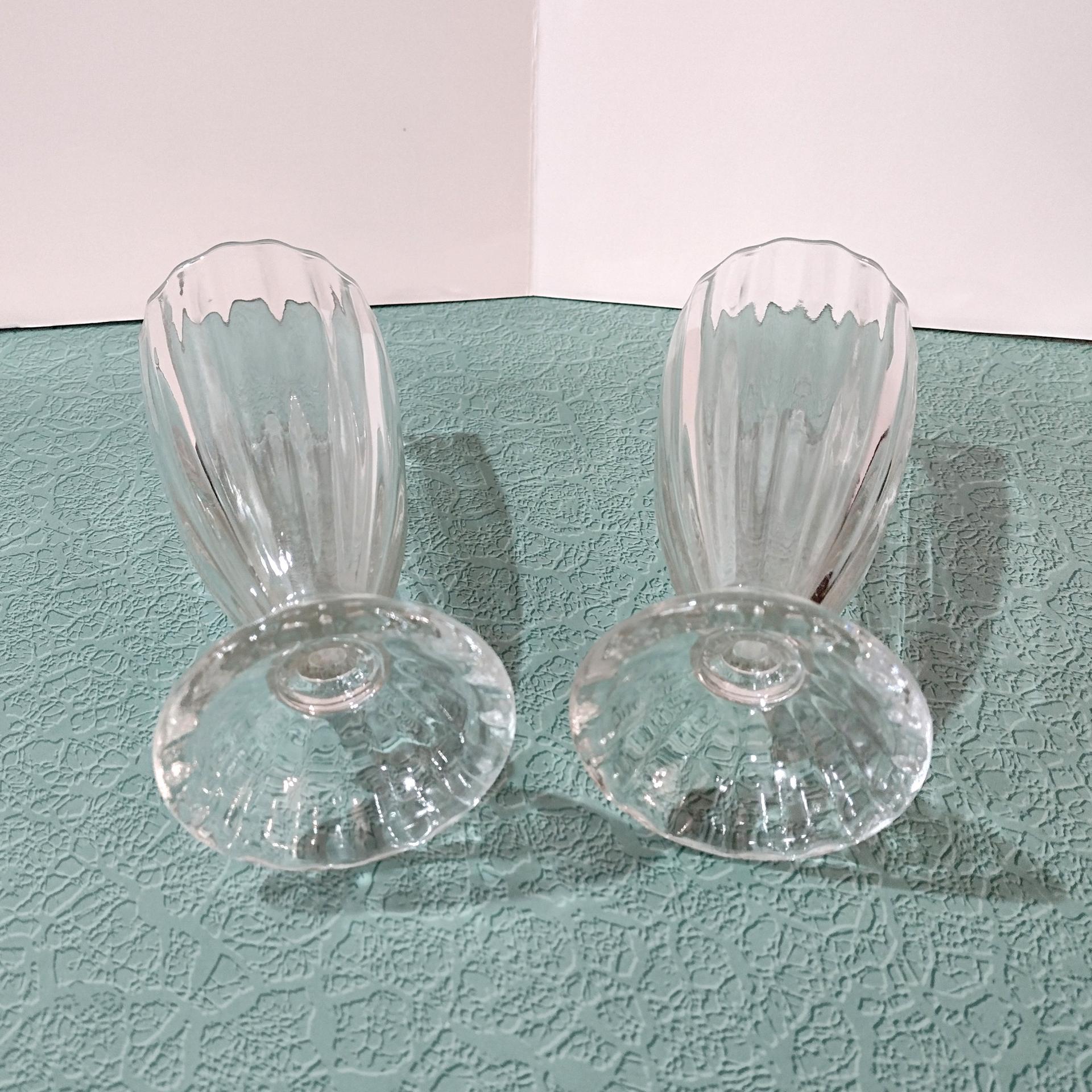 Vintage Libbey Soda Fountain Dessert Glasses, Set of Two, Libbey 5110 Fountainware, Retro Milkshake Sundae Set