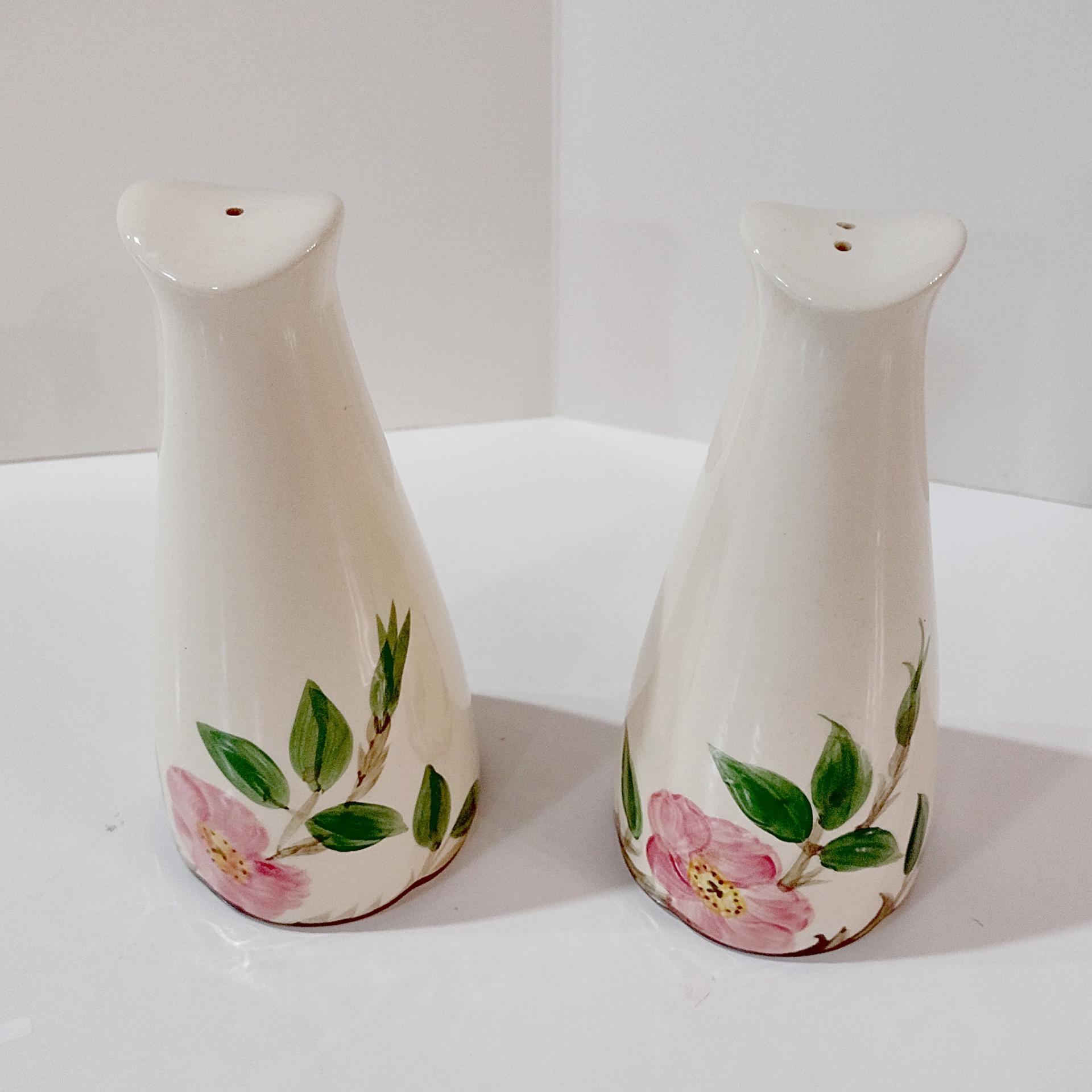 Vintage Franciscan Desert Rose Oversized Salt and Pepper Shaker Set, Pink Floral Ceramic Shakers