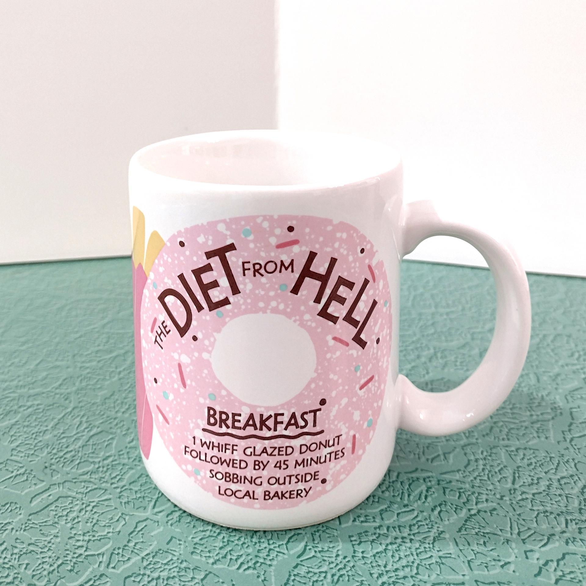 Vintage The Diet From Hell Ceramic Coffee Mug, Dieter Gift, Funny Humorous Mug