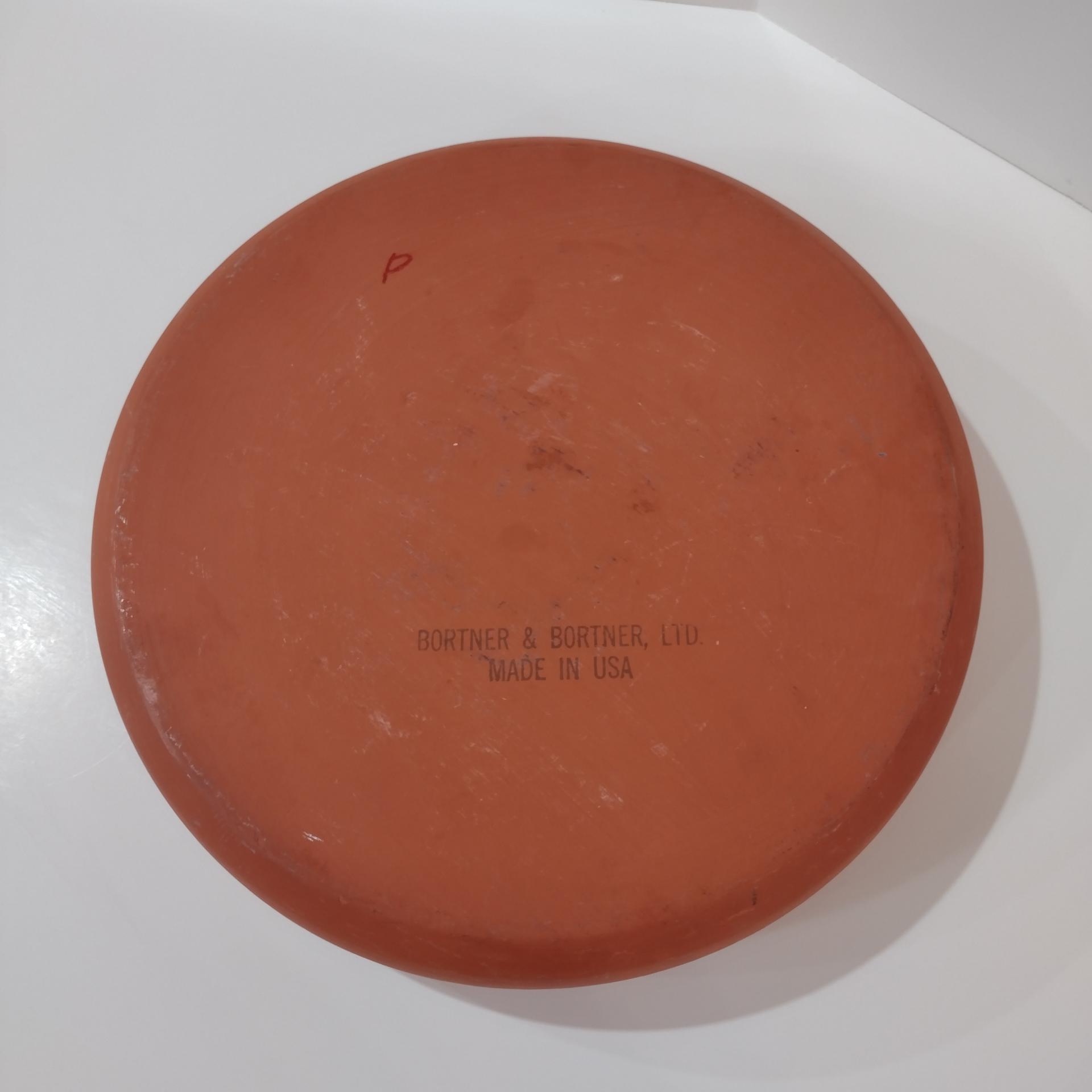 Vintage Terra Cotta and Green Ceramic Chip and Dip Bowl, Bortner and Bortner LTD Pottery