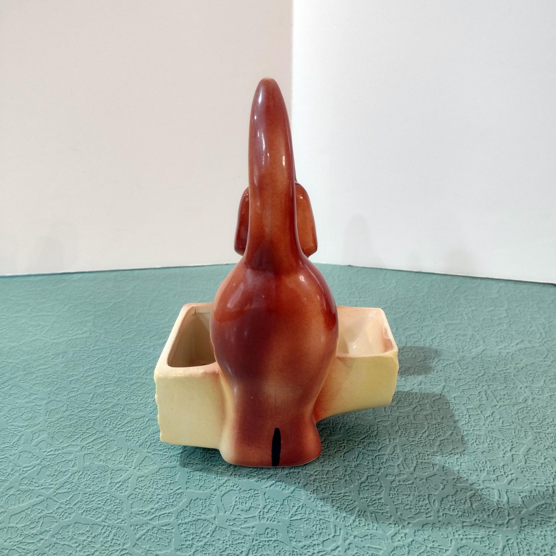 Vintage Ceramic Dachshund Planter, Dresser Caddy, Garden Decoration