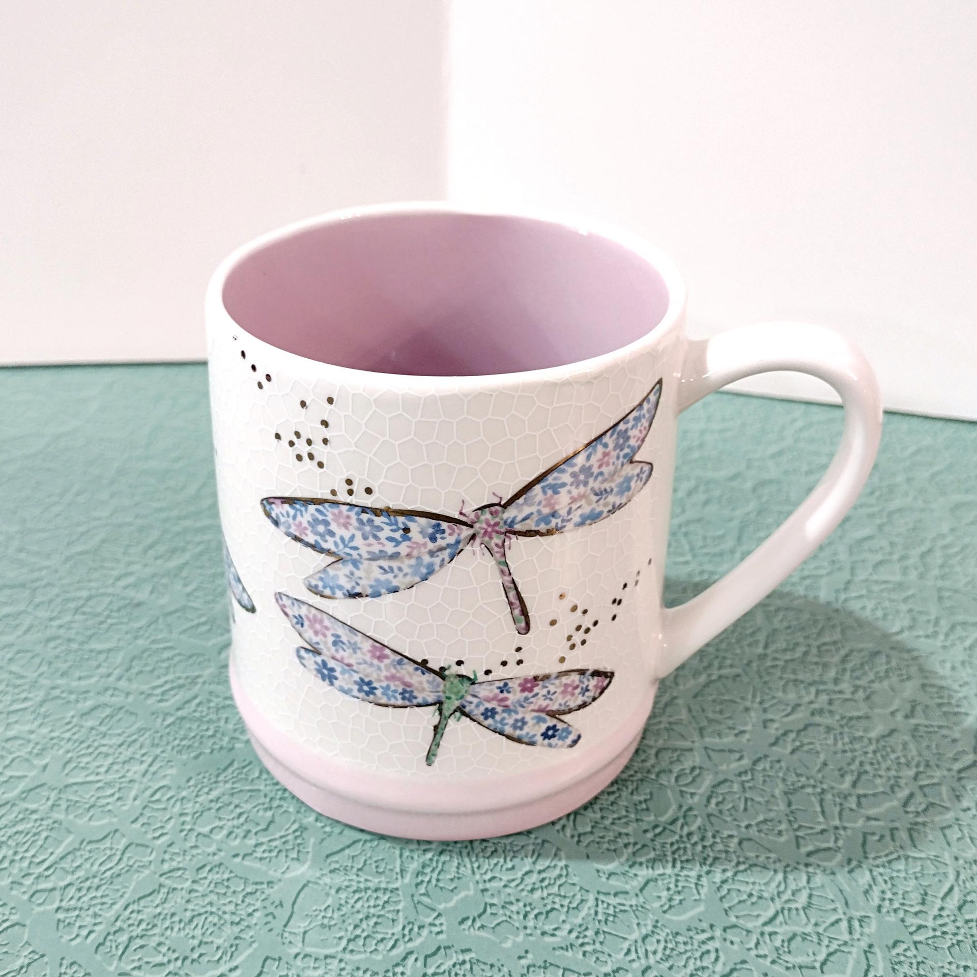 Vintage Dragonfly Ceramic Coffee Tea Mug, Seeds and Sunshine Oversized 20 Ounce Mug