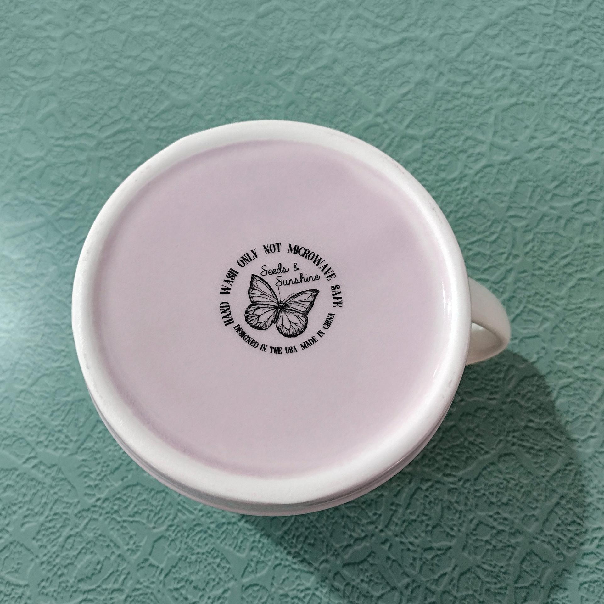 Vintage Dragonfly Ceramic Coffee Tea Mug, Seeds and Sunshine Oversized 20 Ounce Mug