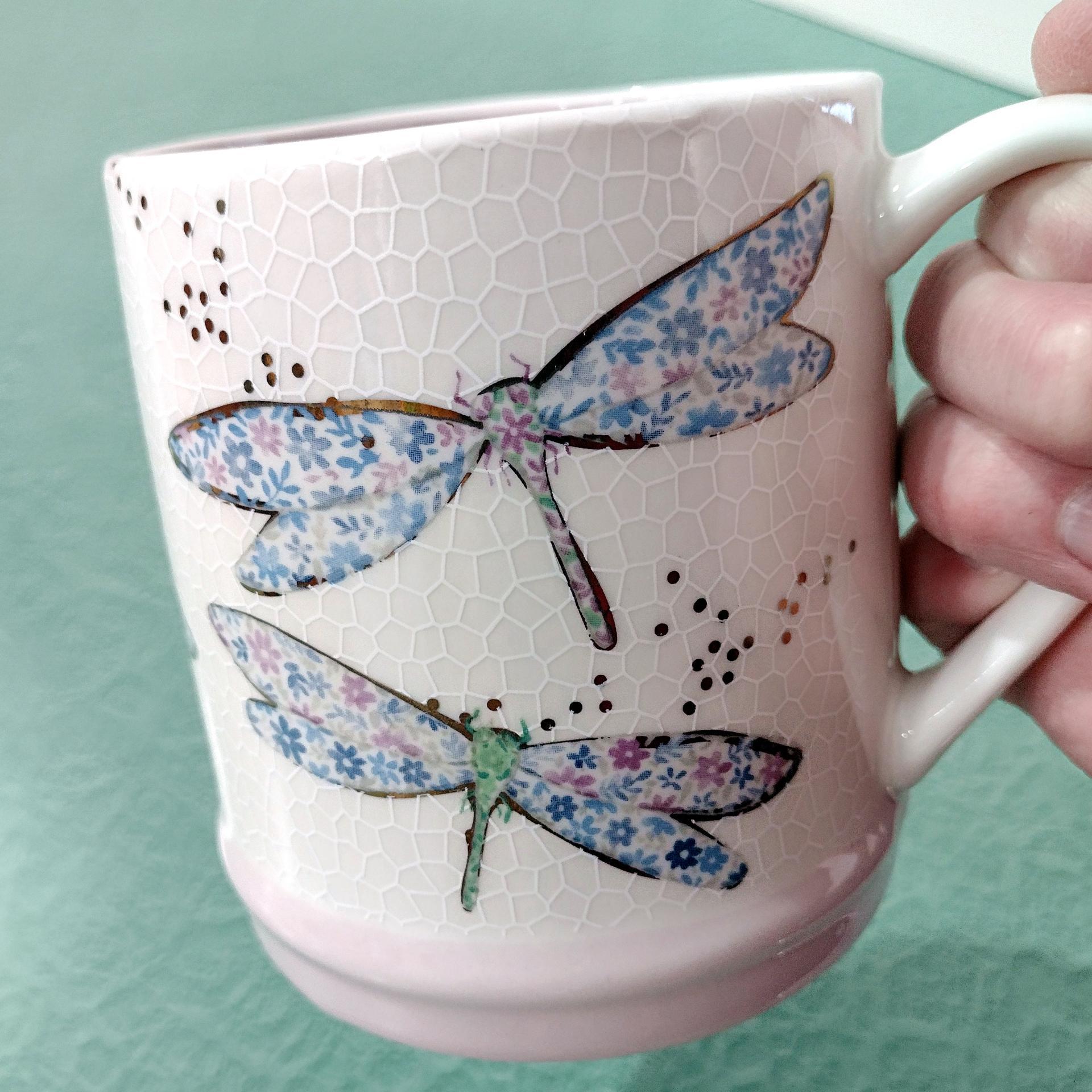 Vintage Dragonfly Ceramic Coffee Tea Mug, Seeds and Sunshine Oversized 20 Ounce Mug