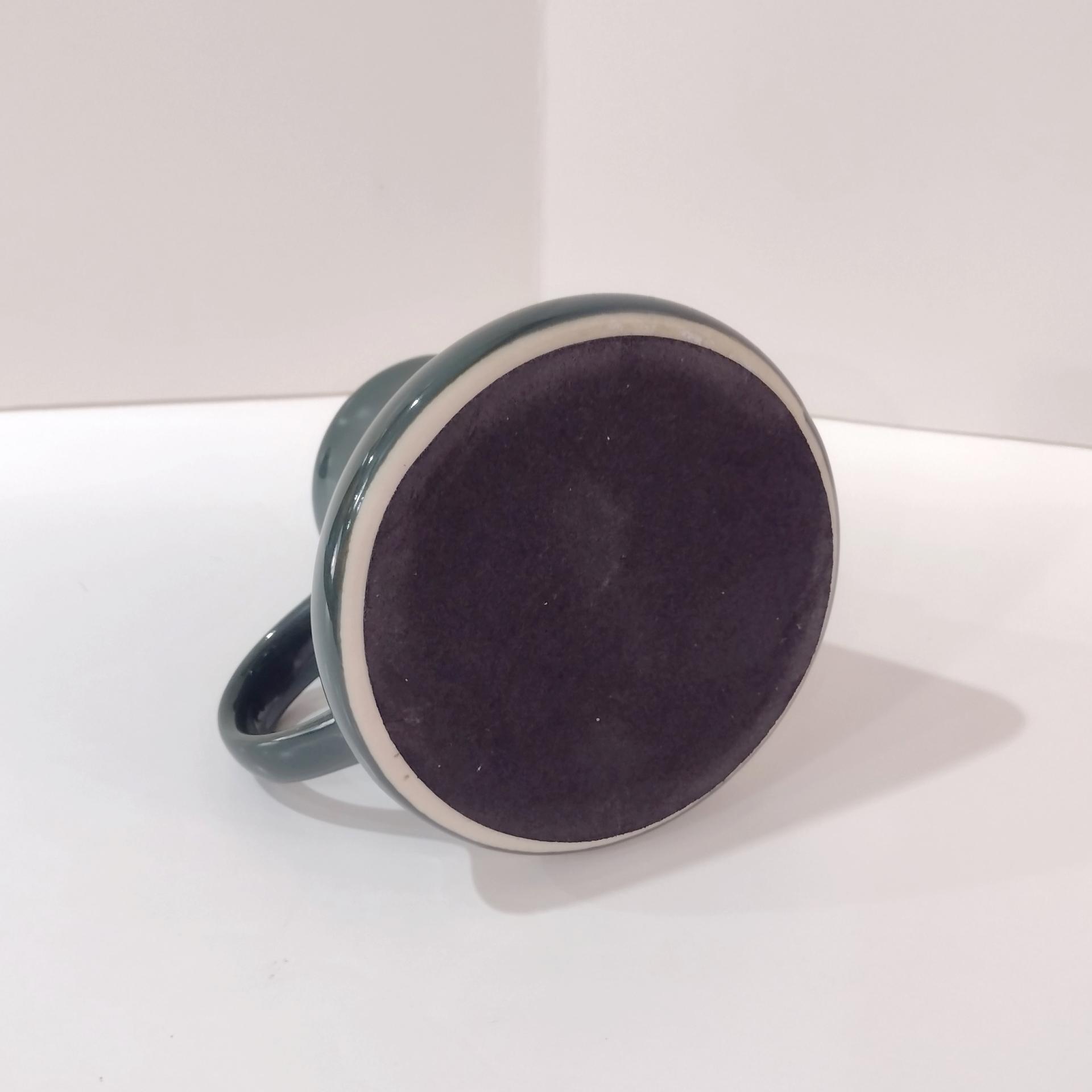 Vintage Mallard Duck Pyramid Coffee Tea Mug, Wide Base 16 Ounce Green Ceramic Coffee Mug