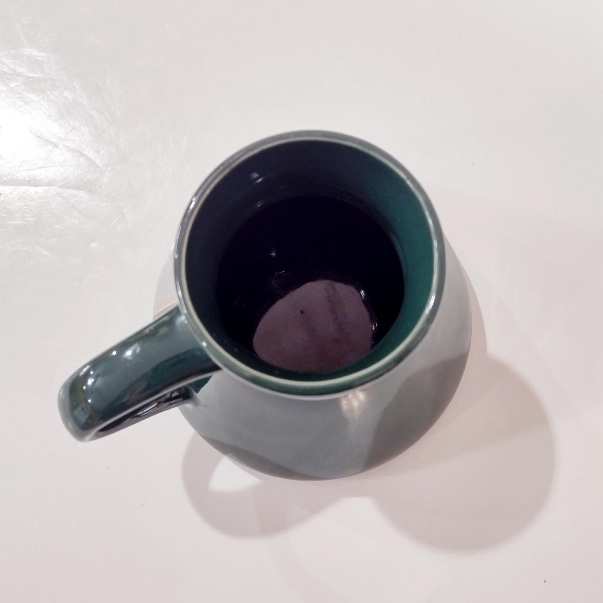 Vintage Mallard Duck Pyramid Coffee Tea Mug, Wide Base 16 Ounce Green Ceramic Coffee Mug