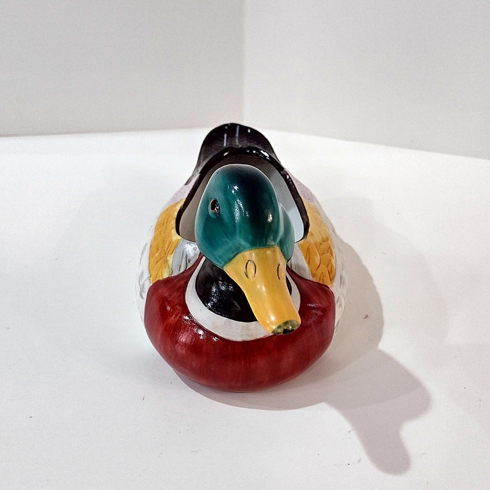 Vintage Ceramic Mallard Duck Figurative Planter Pot