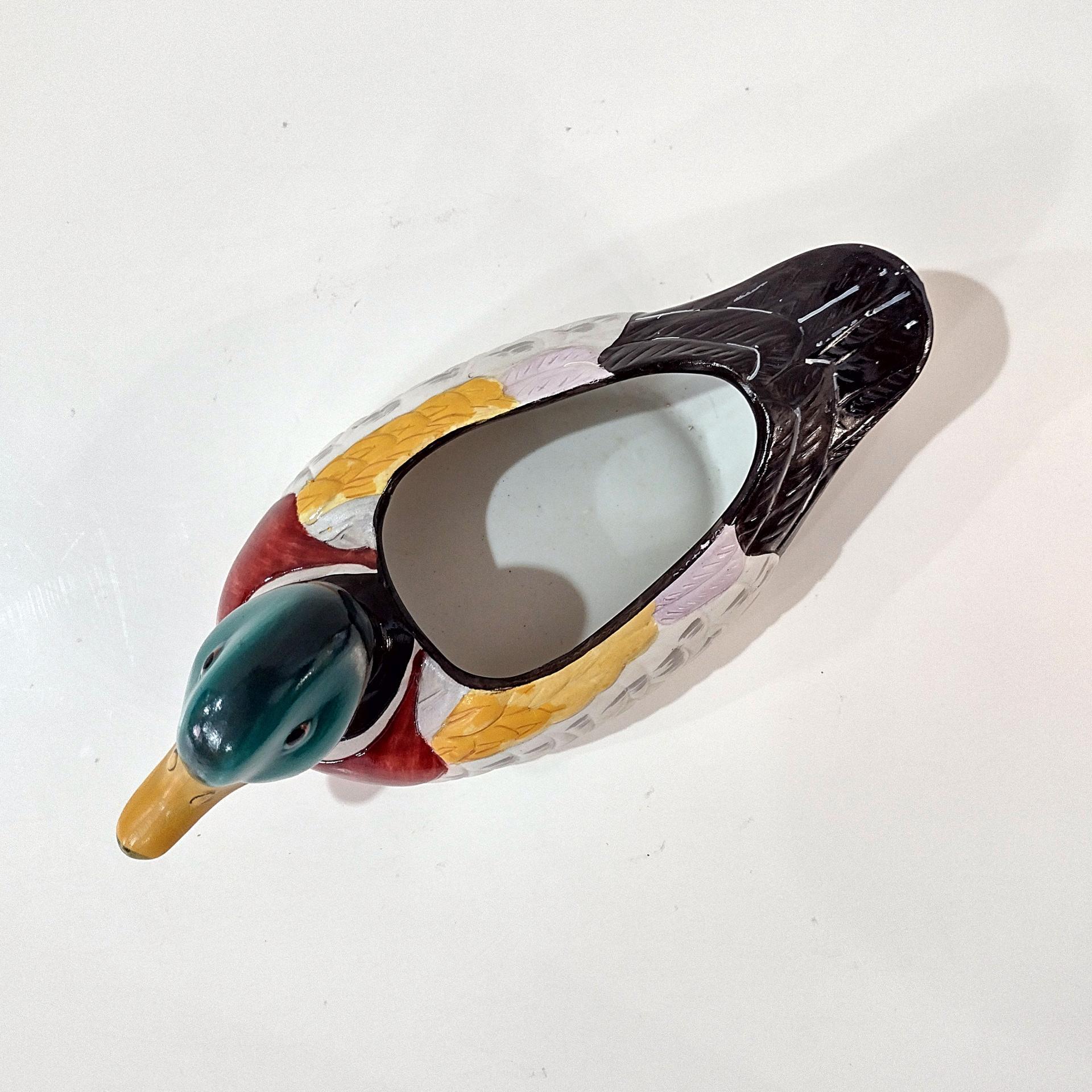 Vintage Ceramic Mallard Duck Figurative Planter Pot