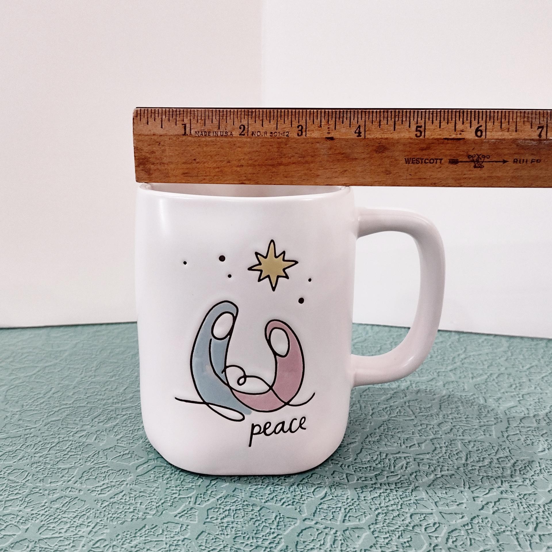 Vintage Rae Dunn Peace Nativity Scene Oversized Coffee Tea Mug, Holiday Christmas Mug