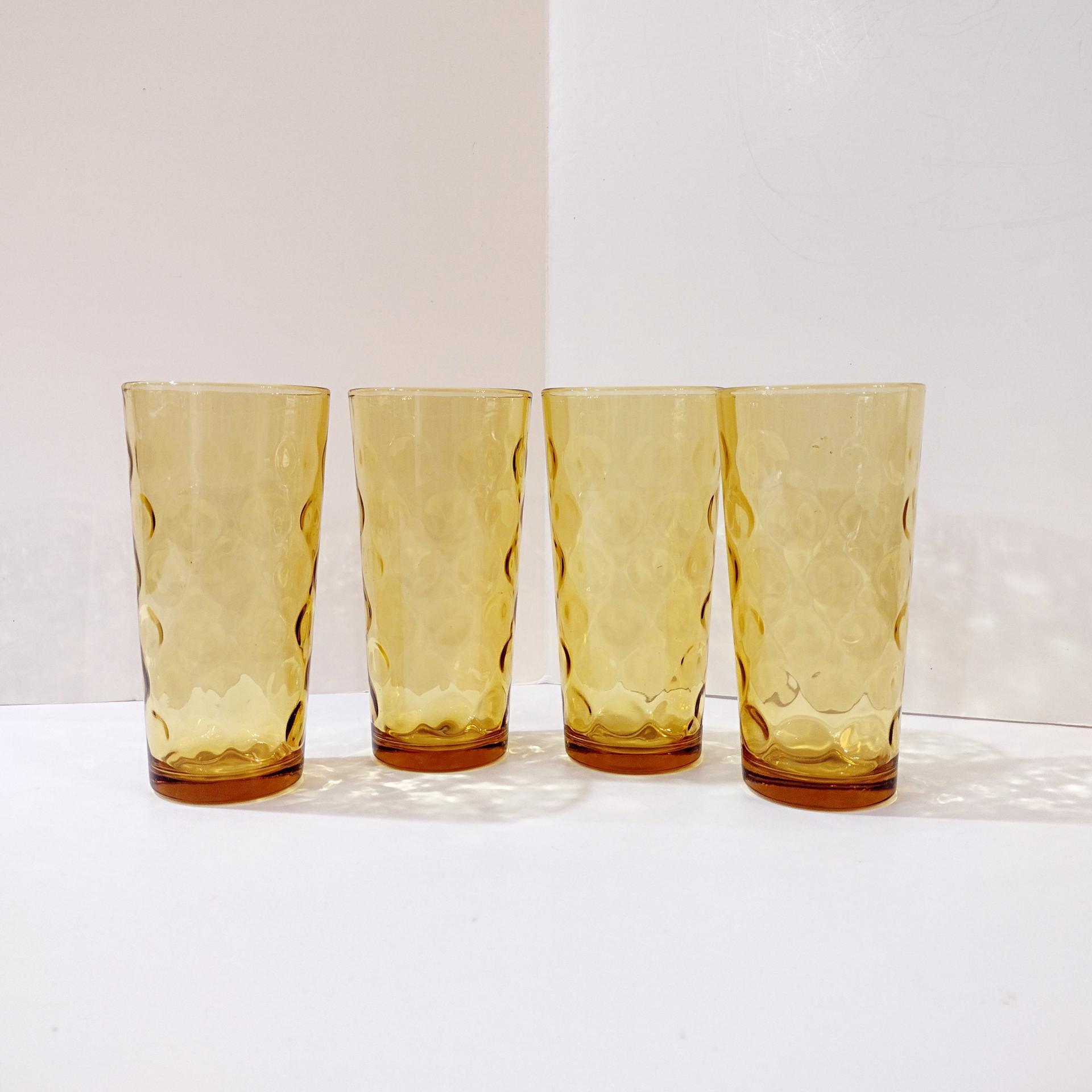 Vintage Hazel Atlas Eldorado Gold Flat Tumblers, Set of 4