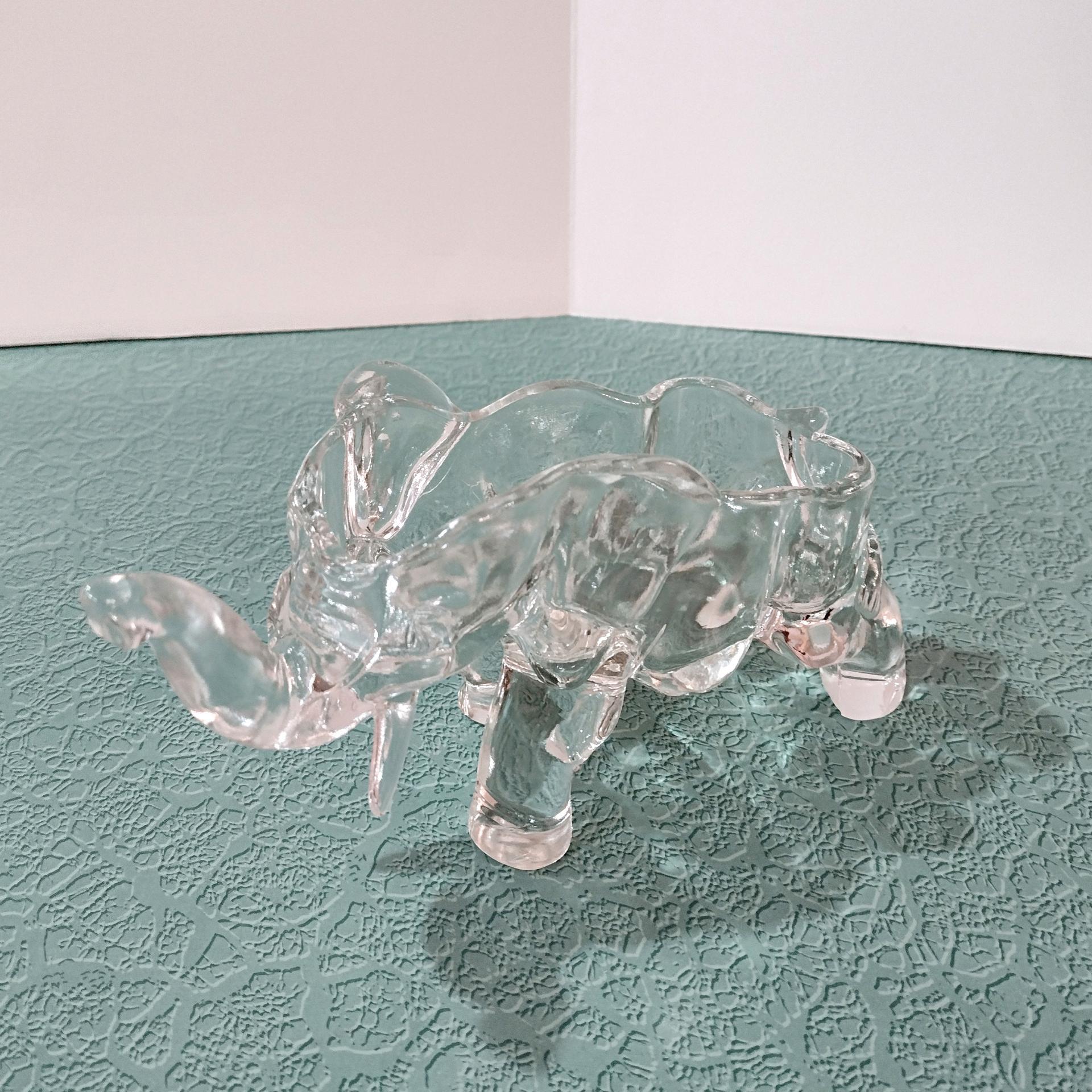 Vintage Indiana Clear Glass Elephant Figural Candy Dish, Elephant Trinket Jewelry Dish