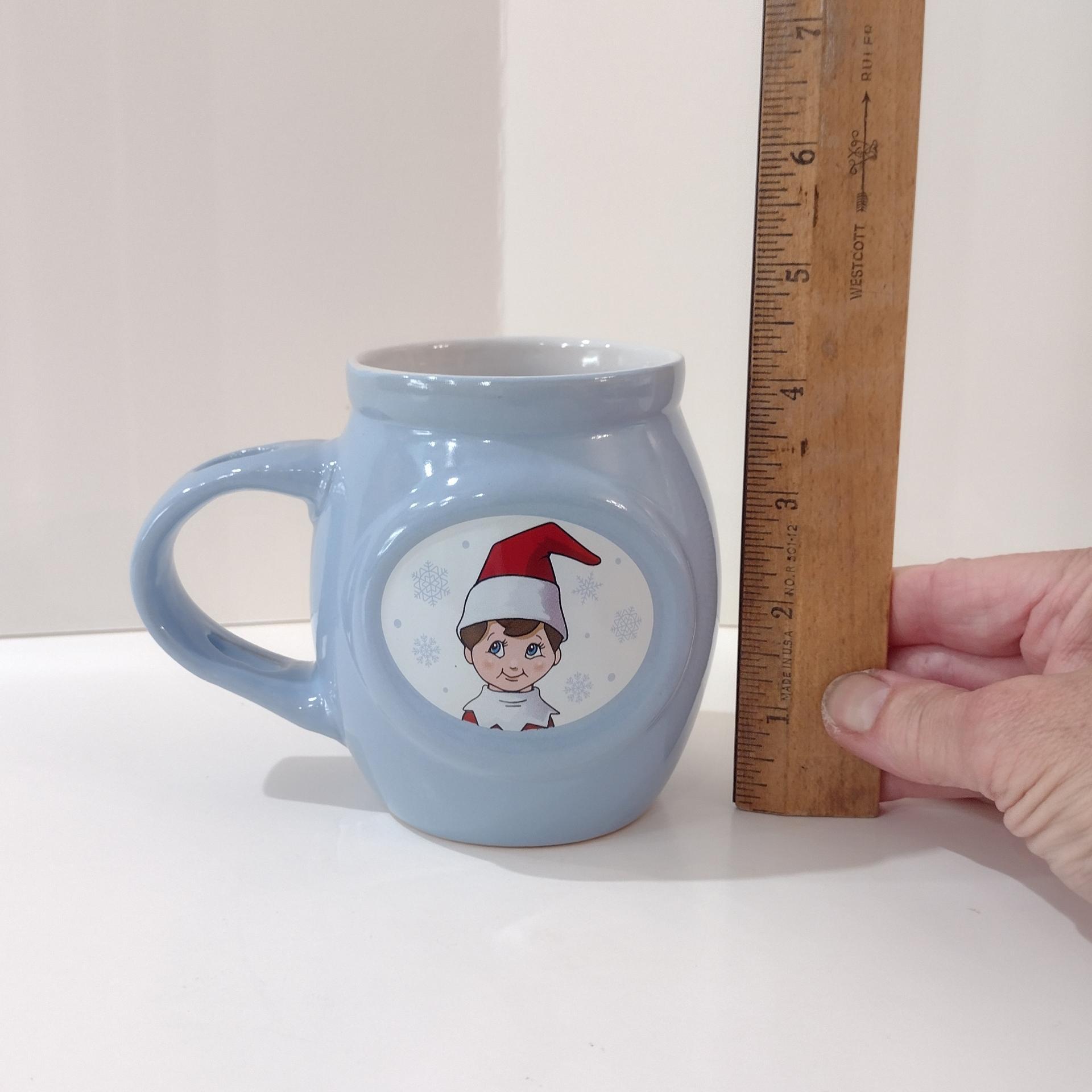 Elf on a Shelf Christmas Coffee Tea Mugs, Set of Two, Hot Chocolate Mugs with Slotted Spoon Holder Handles