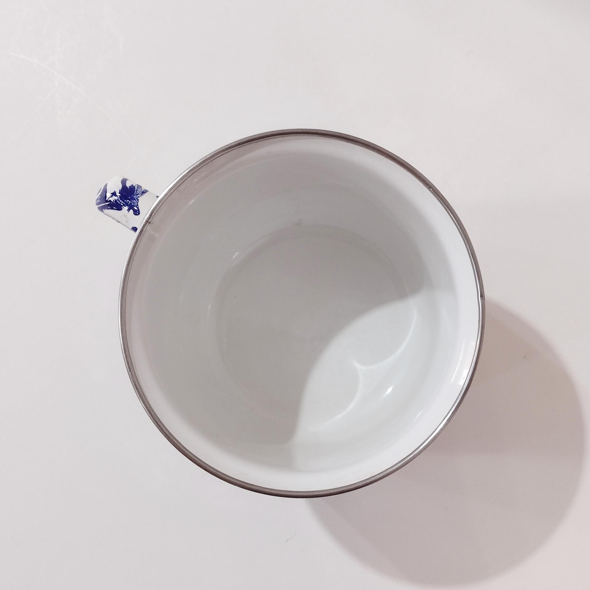 Vintage Blue and White Spatterware Enamel Mug, Large Oversized Camping Mug, Outdoor Servingware