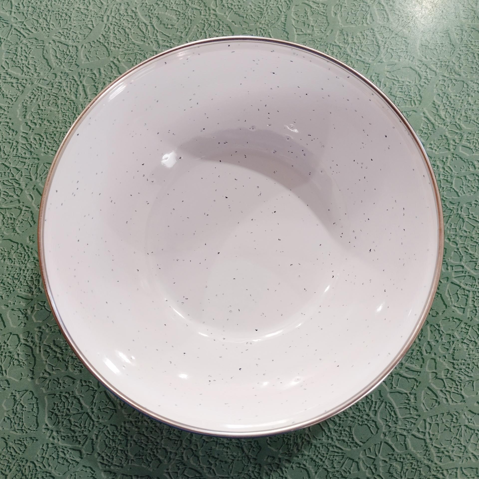 Vintage White Speckled Enamel Camping Bowls, Set of Four, Enamelware Cereal Soup Bowls