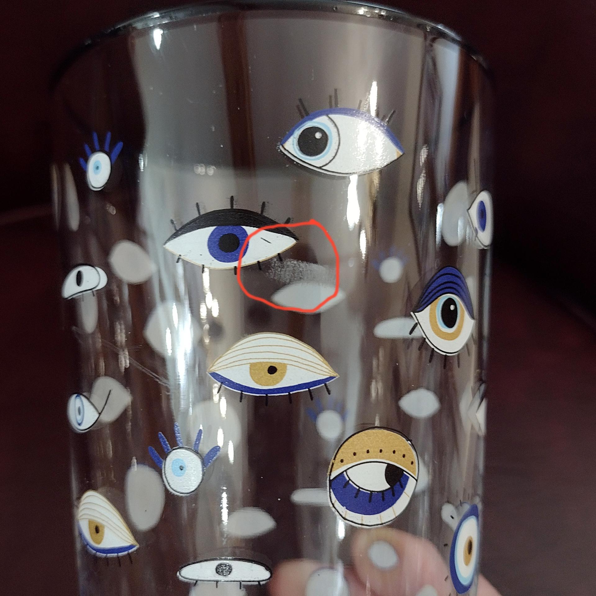 Vintage Anthropologie Rakle Watchful Evil Eye Drinking Glasses, Set of 2, 18 Ounce Eyeball Beer Pint Glasses