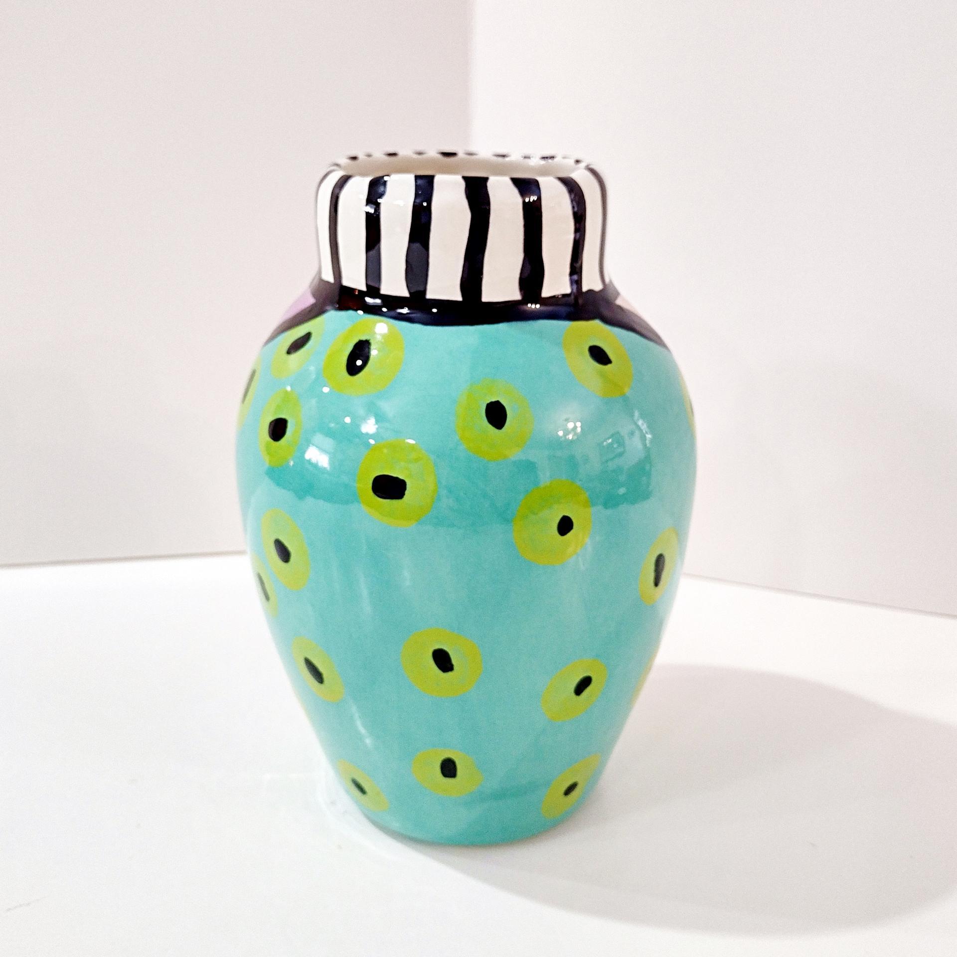 Vintage Jerilynn Babroff Ceramic Pop Art Face Vase, Woman's Face Abstract Pottery