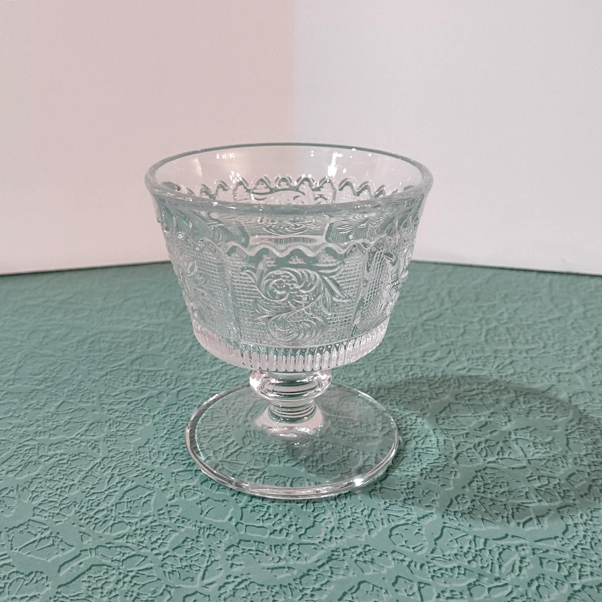 Vintage Westmoreland Princess Feather Clear Low Sherbet Cup, EAPG Dessert Cup, Manganese Glass