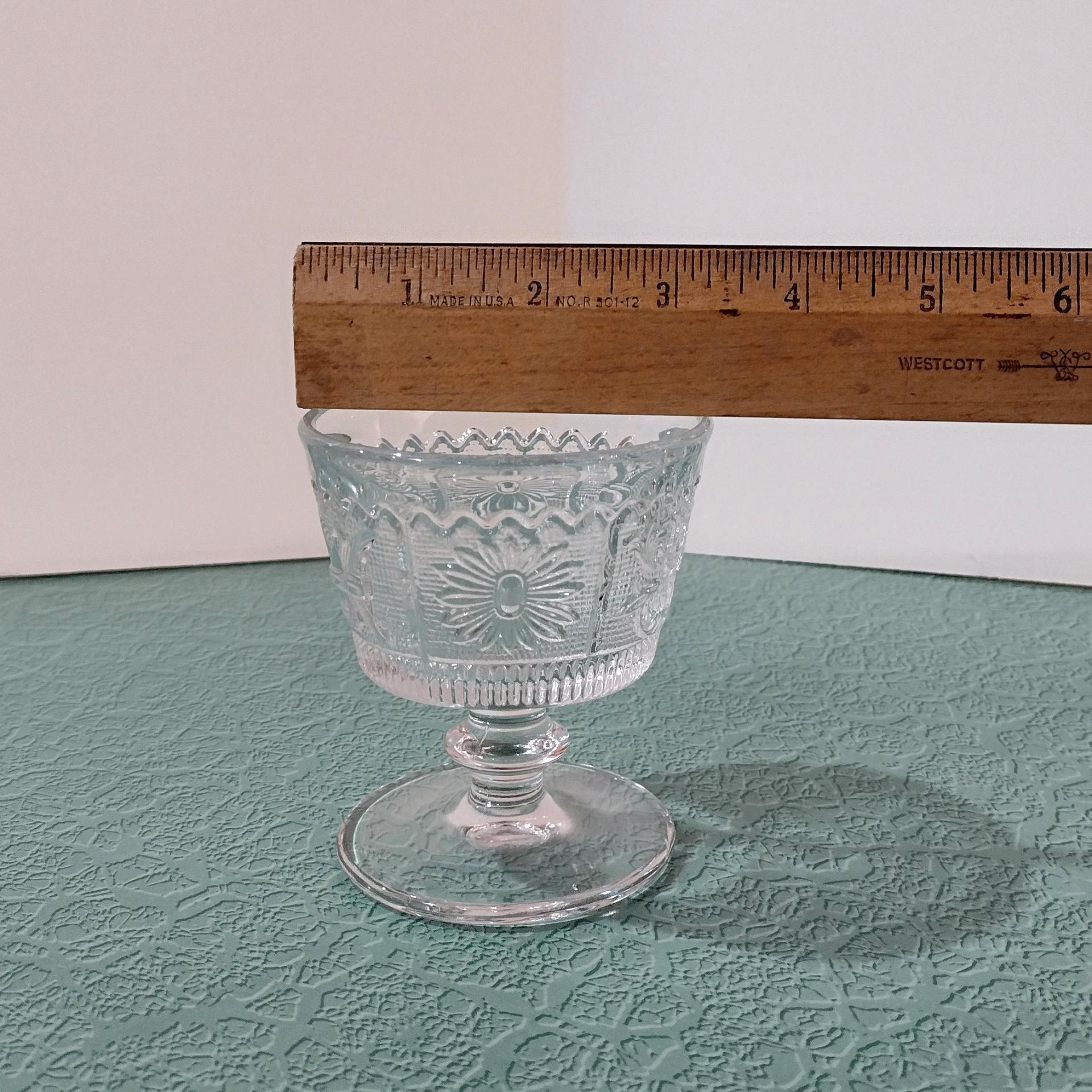 Vintage Westmoreland Princess Feather Clear Low Sherbet Cup, EAPG Dessert Cup, Manganese Glass