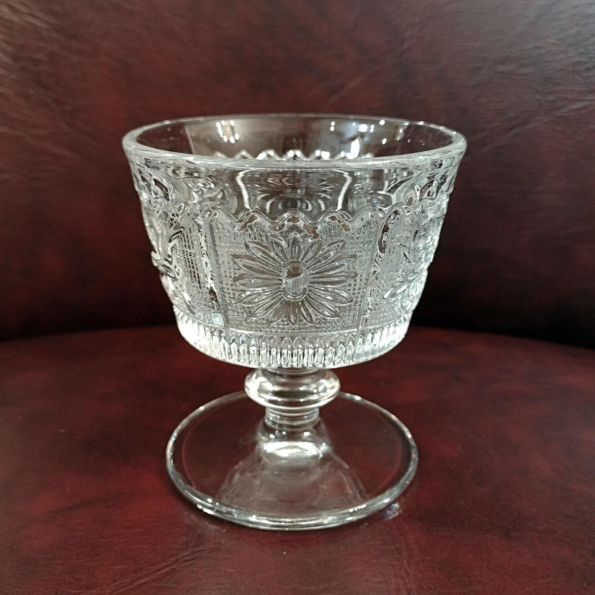 Vintage Westmoreland Princess Feather Clear Low Sherbet Cup, EAPG Dessert Cup, Manganese Glass