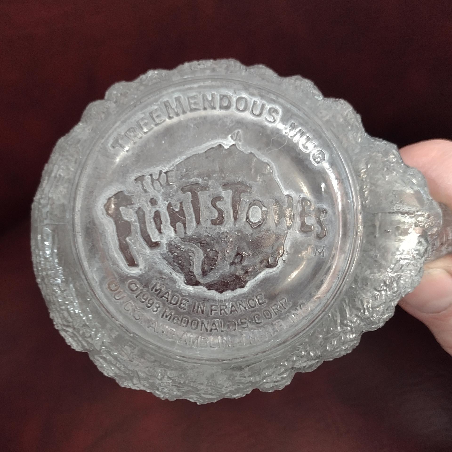 Vintage 1993 Flintstones Collectible McDonalds Clear Glass Mug