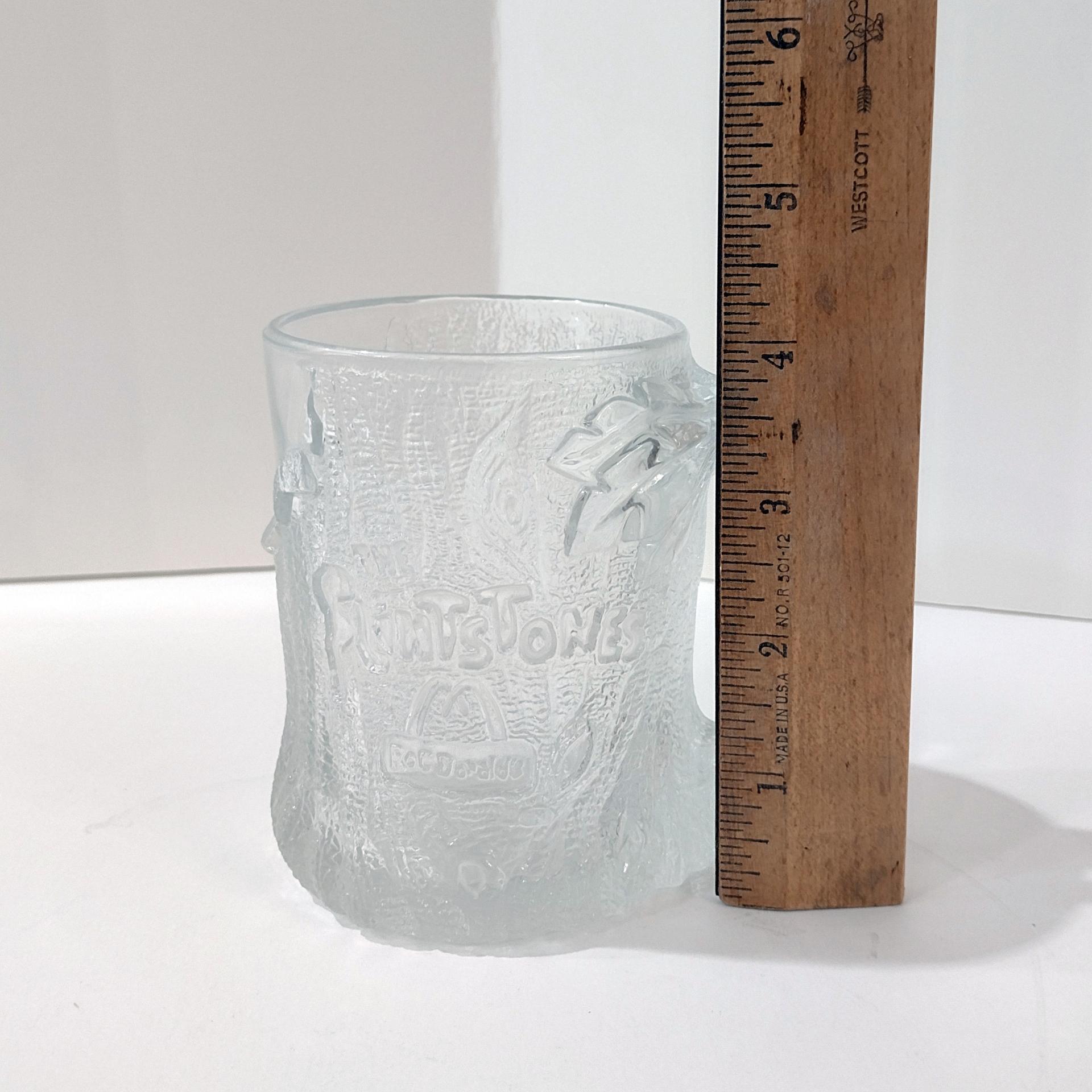 Vintage 1993 Flintstones Collectible McDonalds Clear Glass Mug