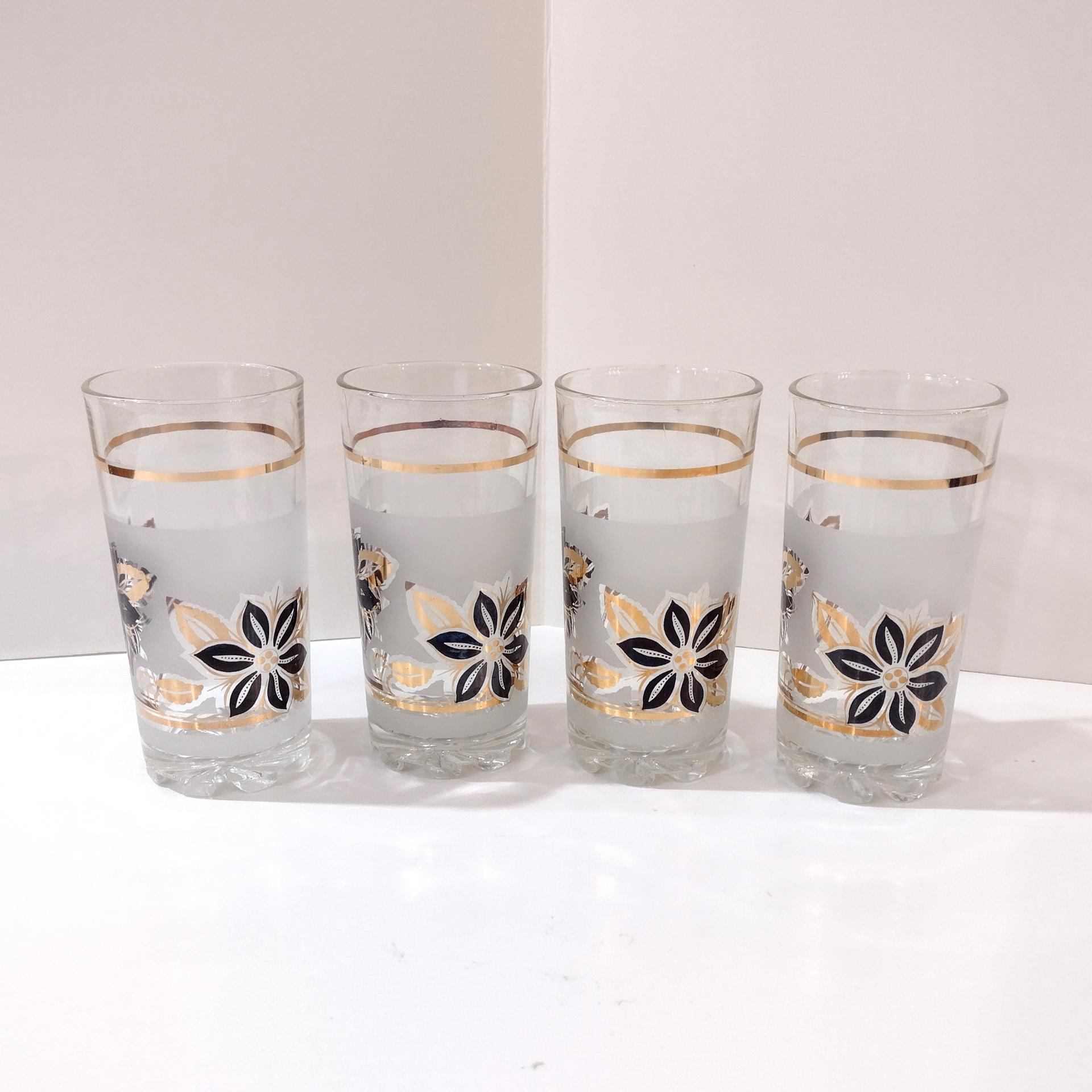 Vintage Cerve DeValbor Italy Highball Glasses, Set of Four, 1960's MCM Retro Barware
