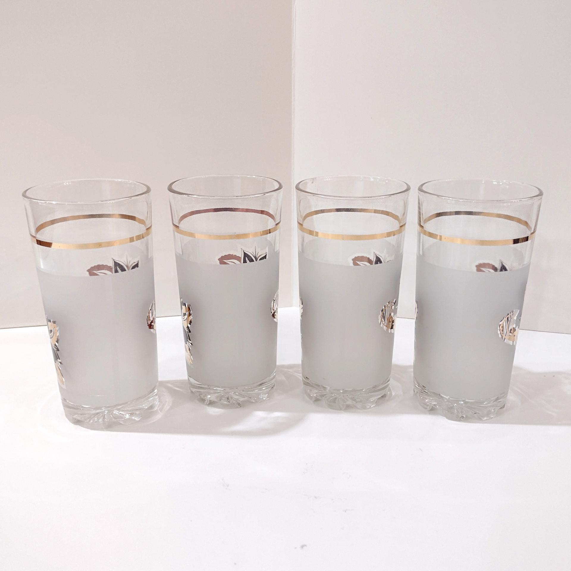 Vintage Cerve DeValbor Italy Highball Glasses, Set of Four, 1960's MCM Retro Barware