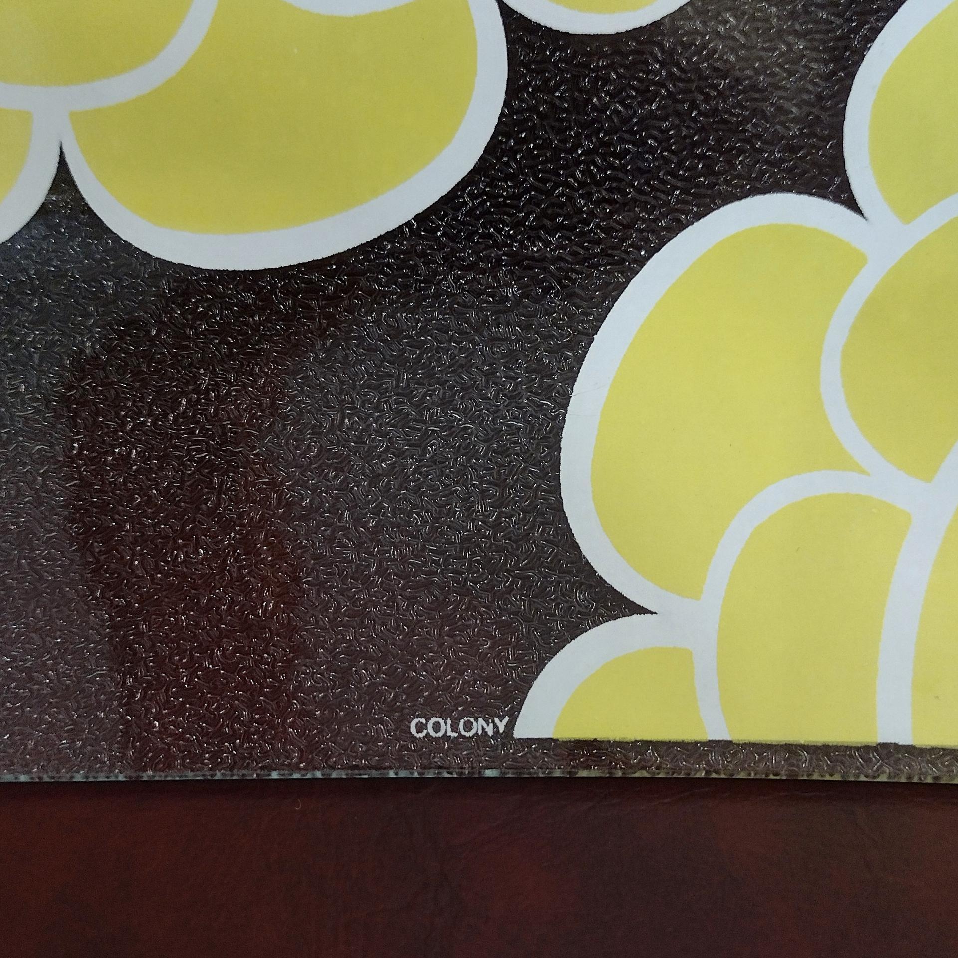 Vintage Colony Indiana Glass Yellow Flower Square Glass Platter, MCM 1960's Servingware
