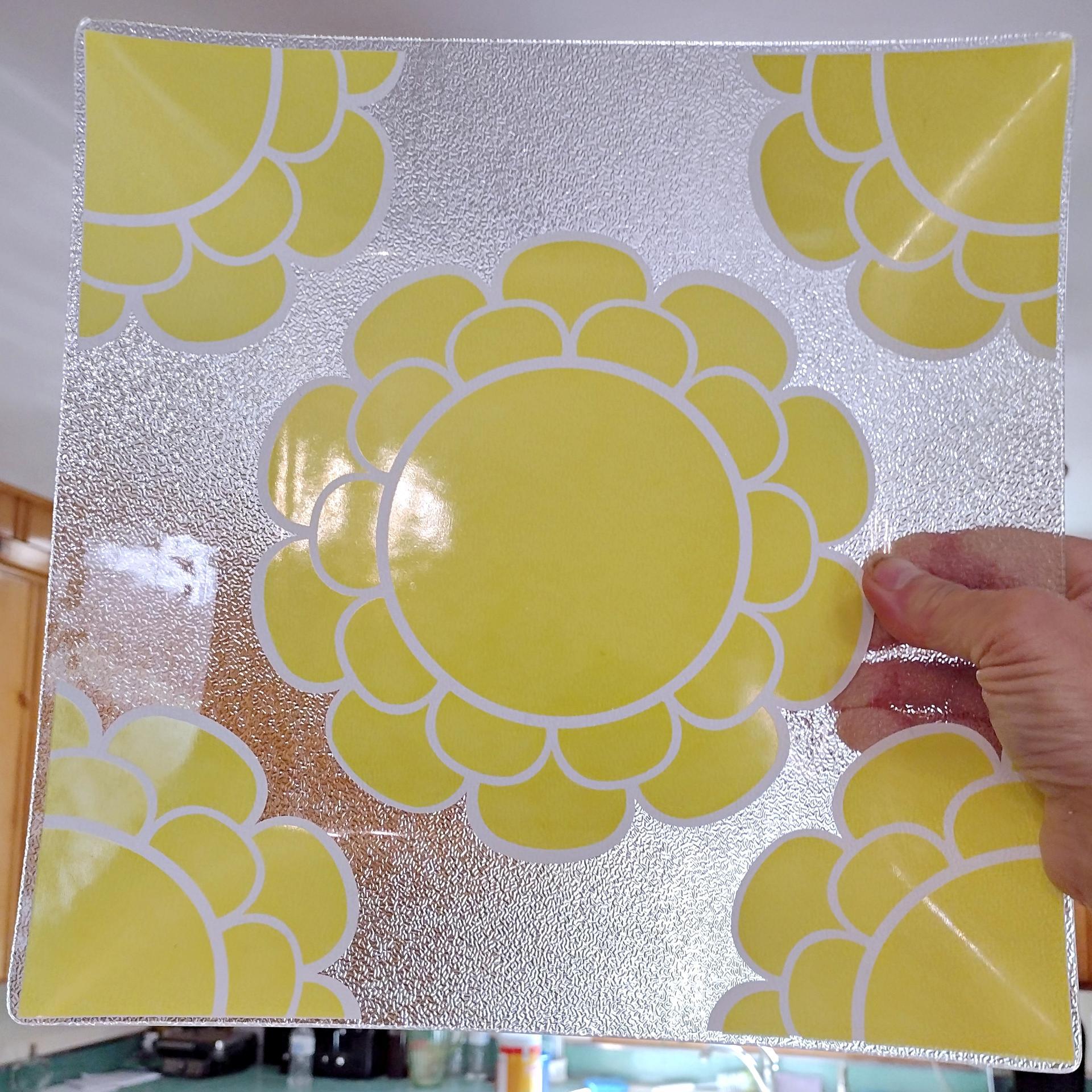 Vintage Colony Indiana Glass Yellow Flower Square Glass Platter, MCM 1960's Servingware