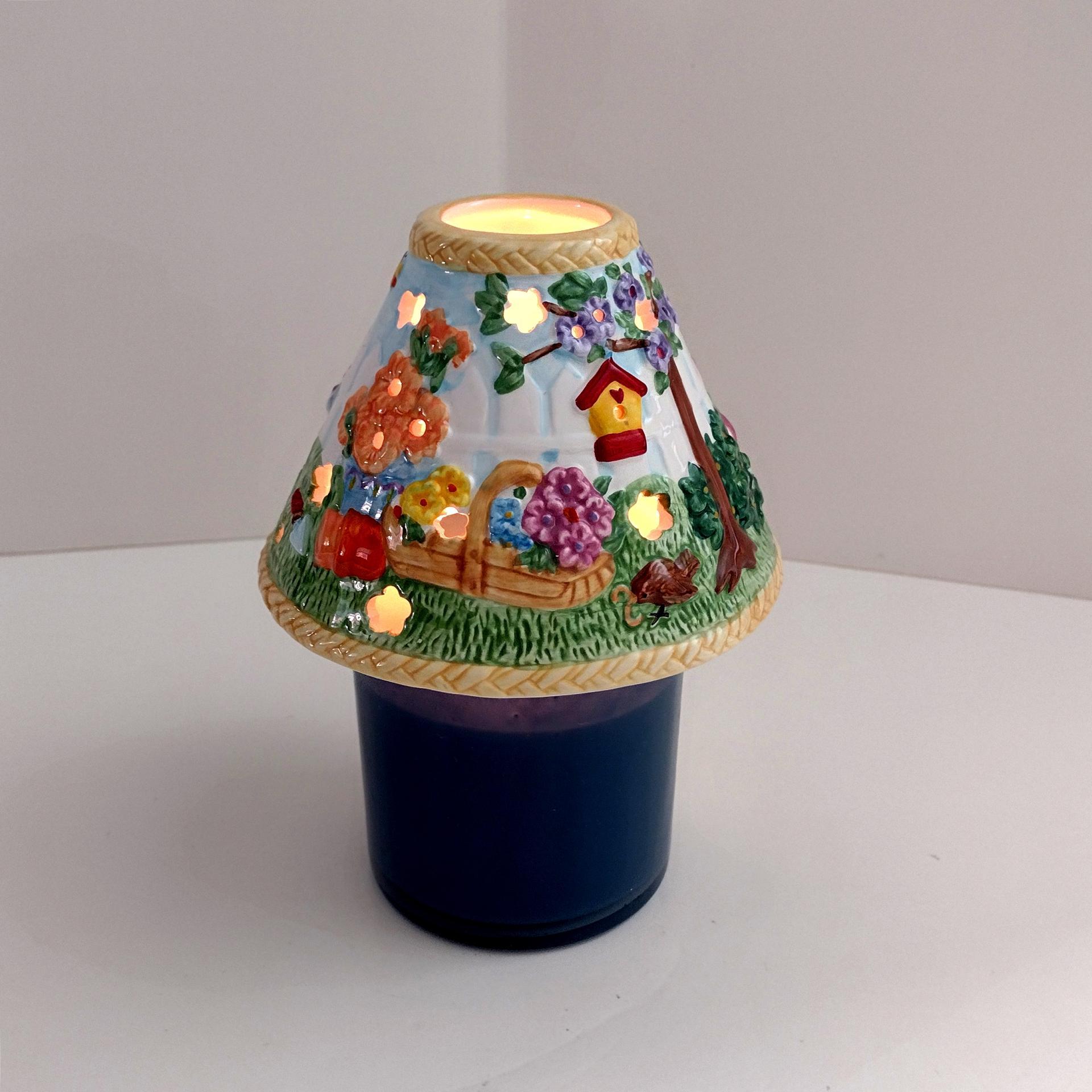 Vintage Avon Spring Floral Flowers Ceramic Candle Topper Mini Shade