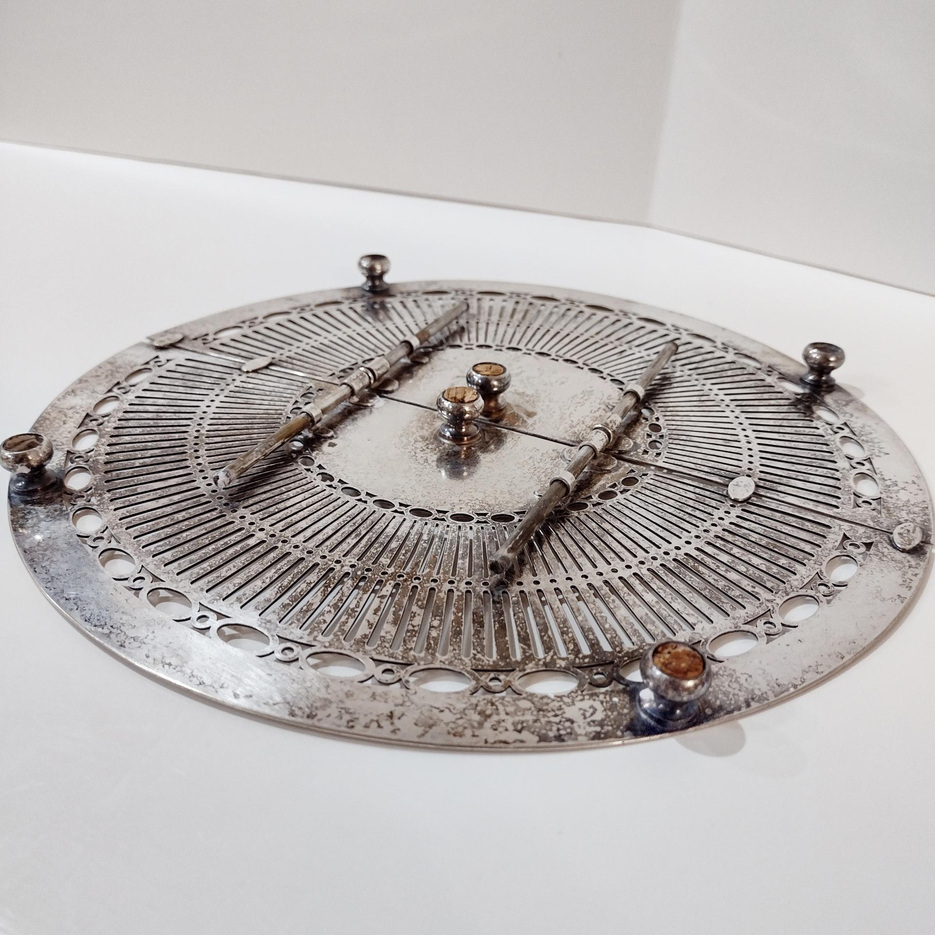 Vintage Antique Sheffield Reproduction Silver Plated Expandable Trivet, Monogram Initial G