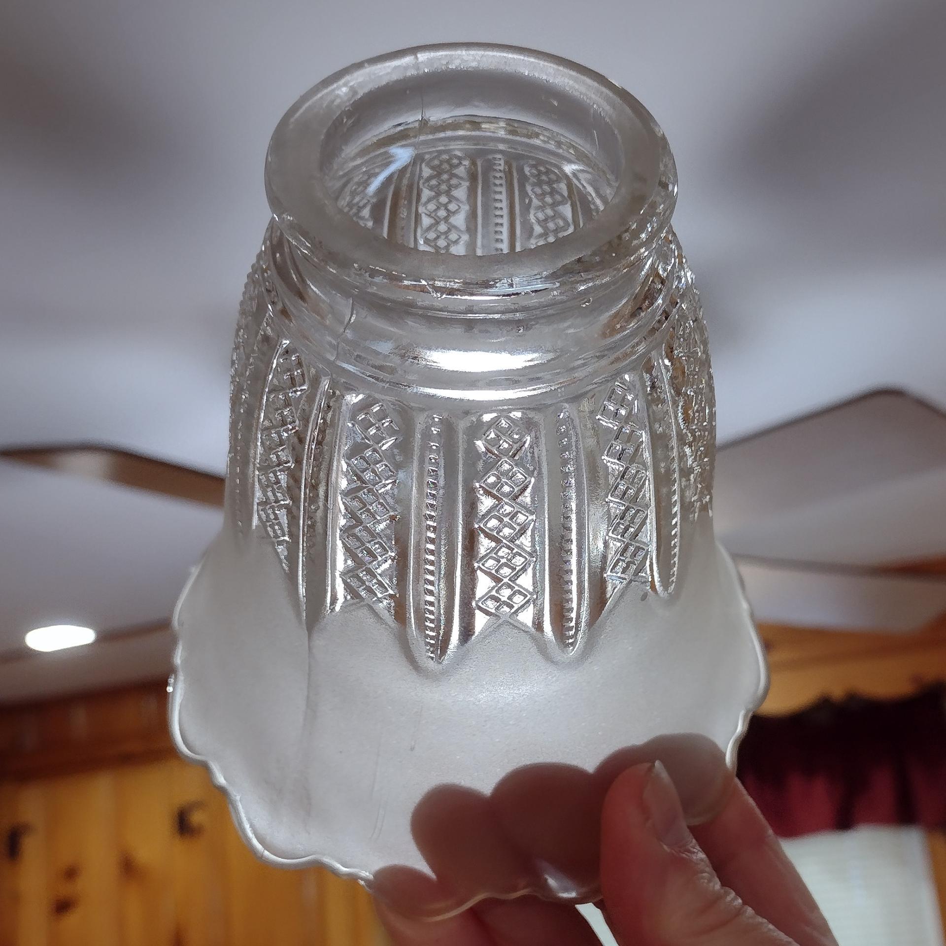 Vintage Art Deco Style Frosted Glass Lamp Shade, Replacement Pendant Lamp Shade