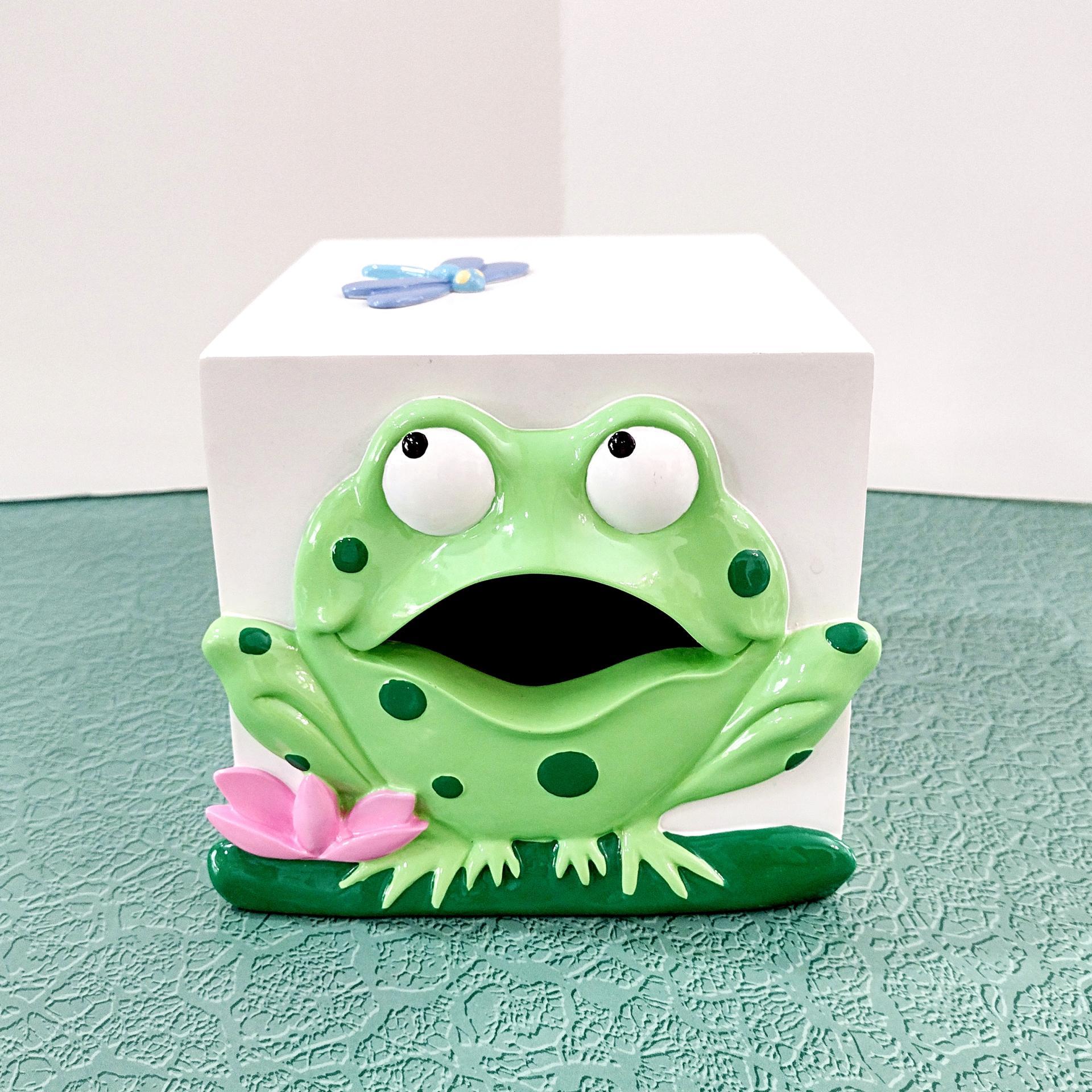 Vintage Green Frog Tissue Box Holder Dispenser, Spring Kleenex Box Cover