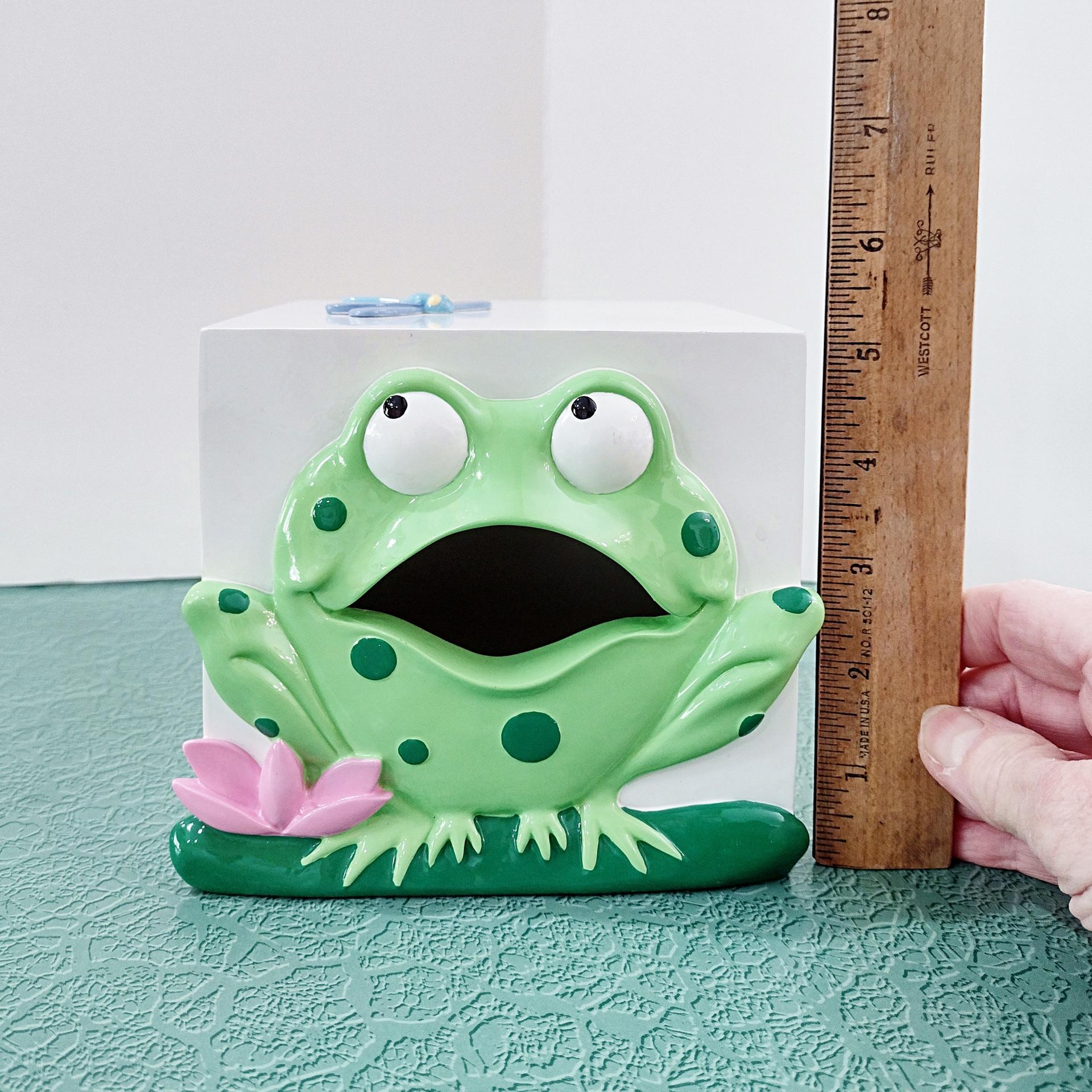 Vintage Green Frog Tissue Box Holder Dispenser, Spring Kleenex Box Cover