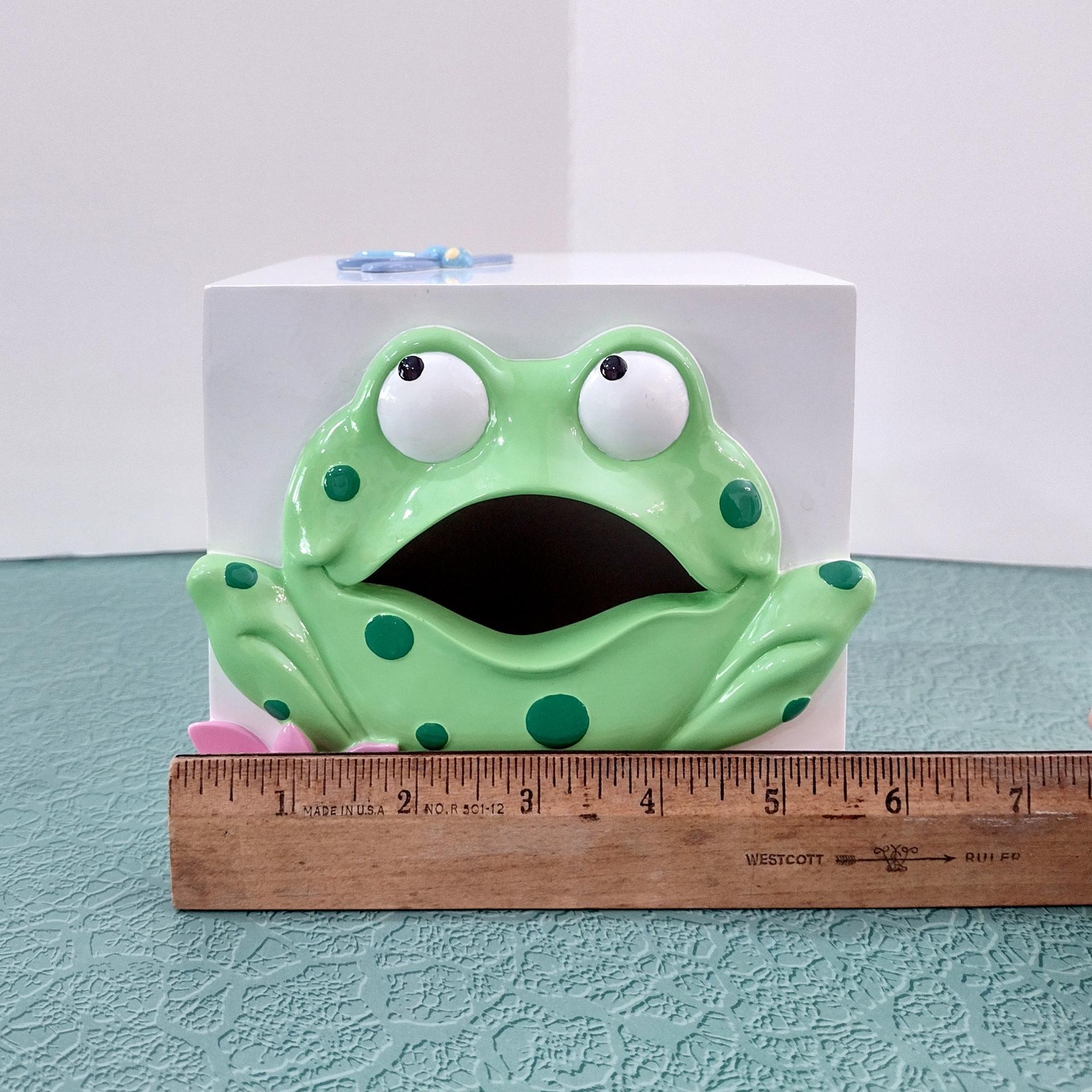 Vintage Green Frog Tissue Box Holder Dispenser, Spring Kleenex Box Cover