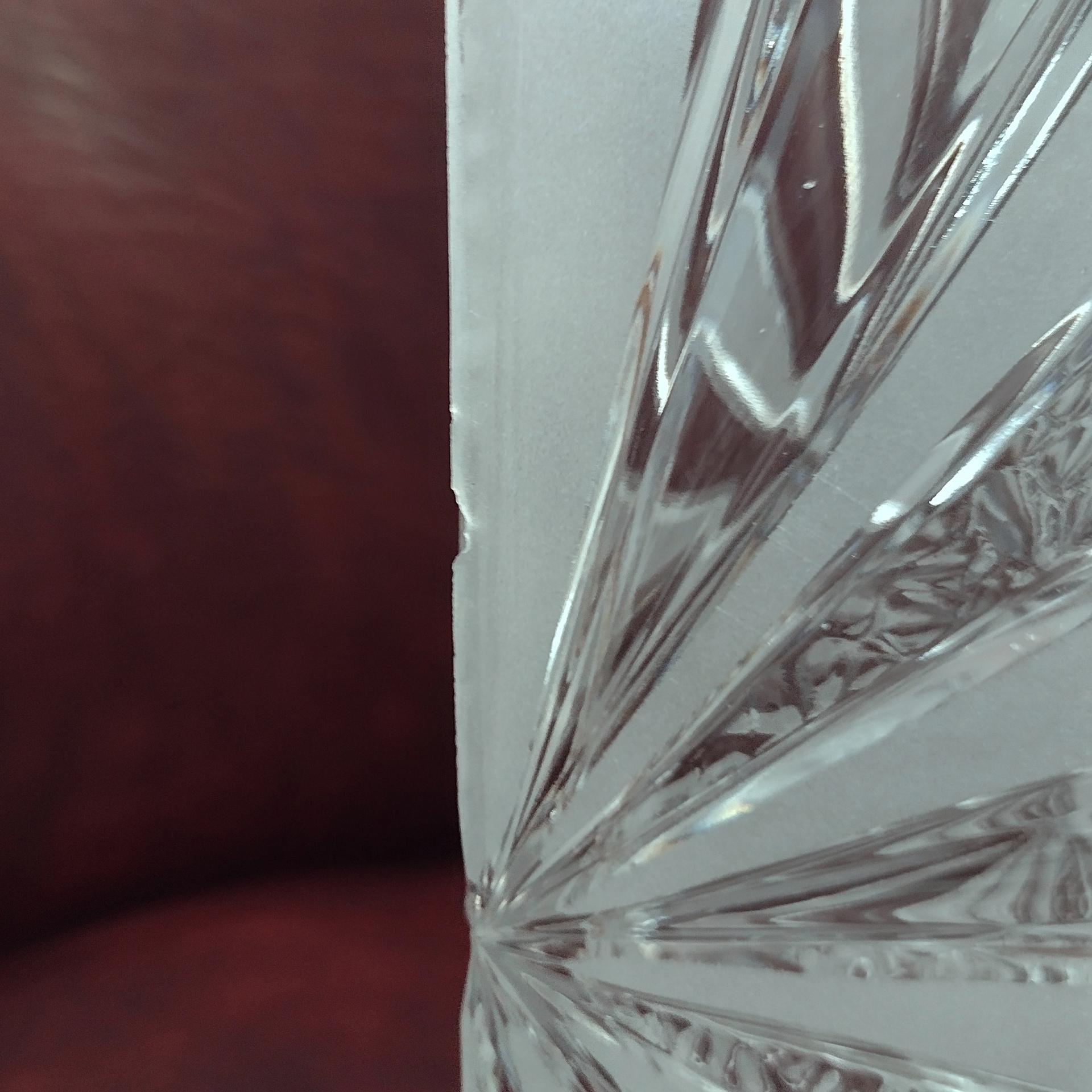 Vintage German Lead Crystal Frosted Sunburst Rectangular Flower Bud Vase