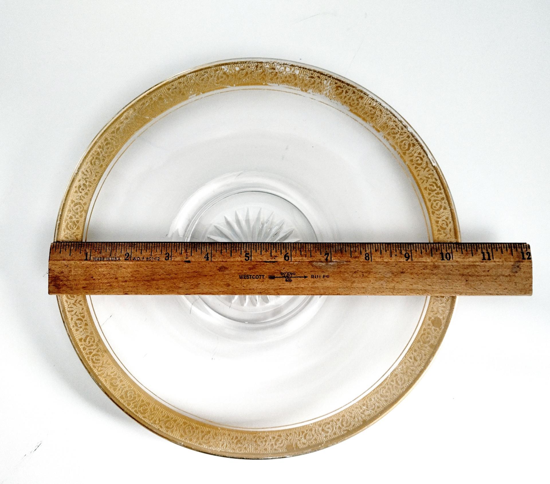 Vintage Glastonbury Rambler Rose Gold Rimmed Footed Mayonnaise Dip Bowl and Serving Plate