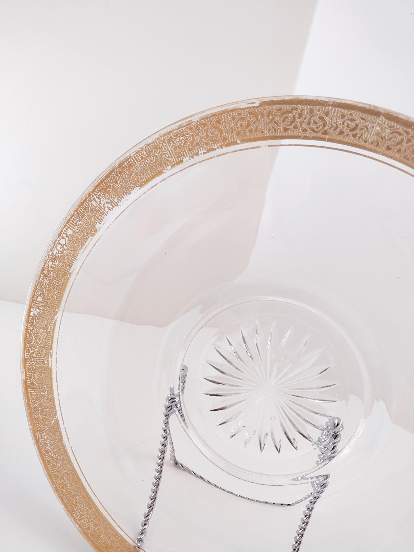 Vintage Glastonbury Rambler Rose Gold Rimmed Footed Mayonnaise Dip Bowl and Serving Plate