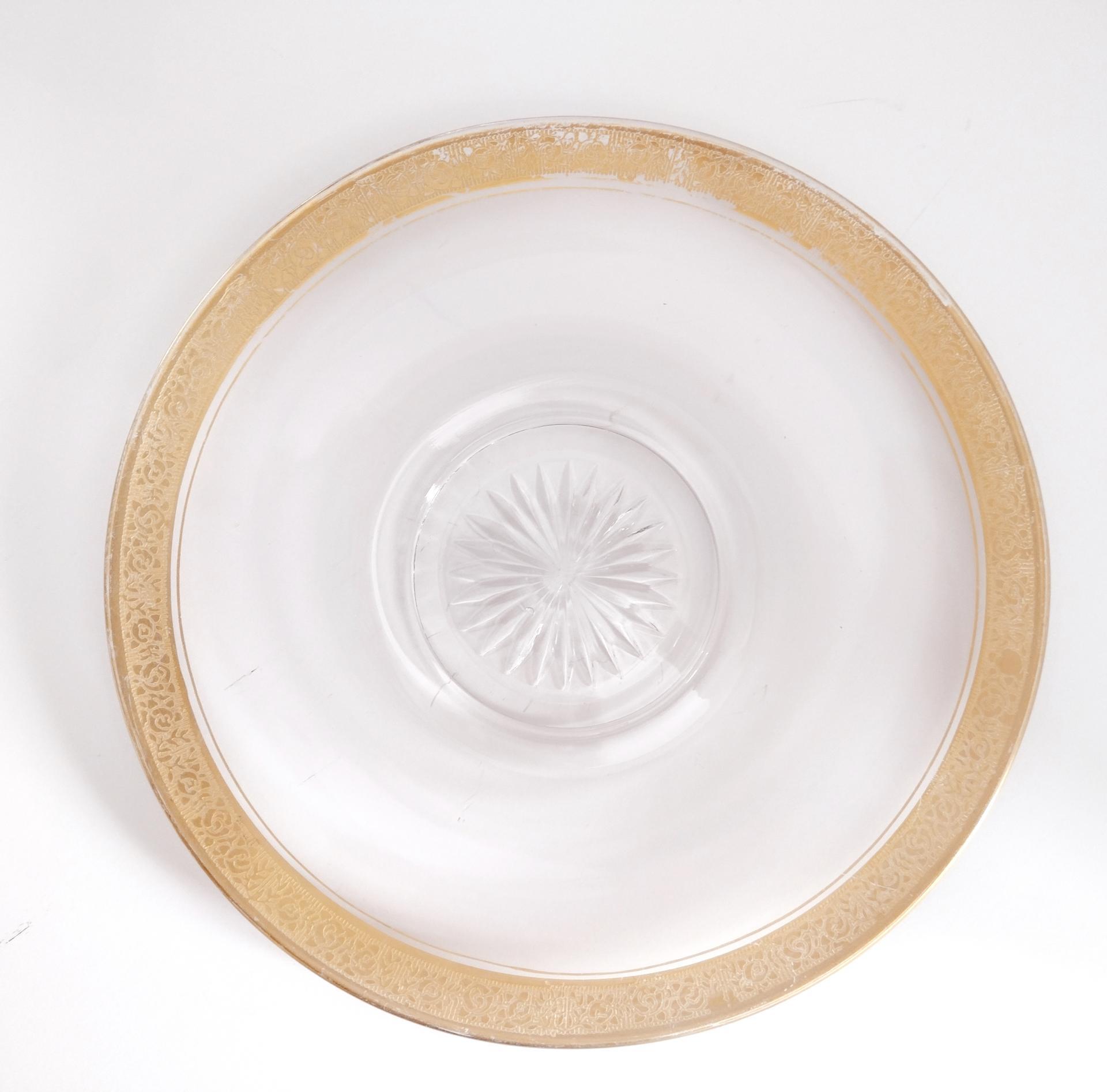 Vintage Glastonbury Rambler Rose Gold Rimmed Footed Mayonnaise Dip Bowl and Serving Plate