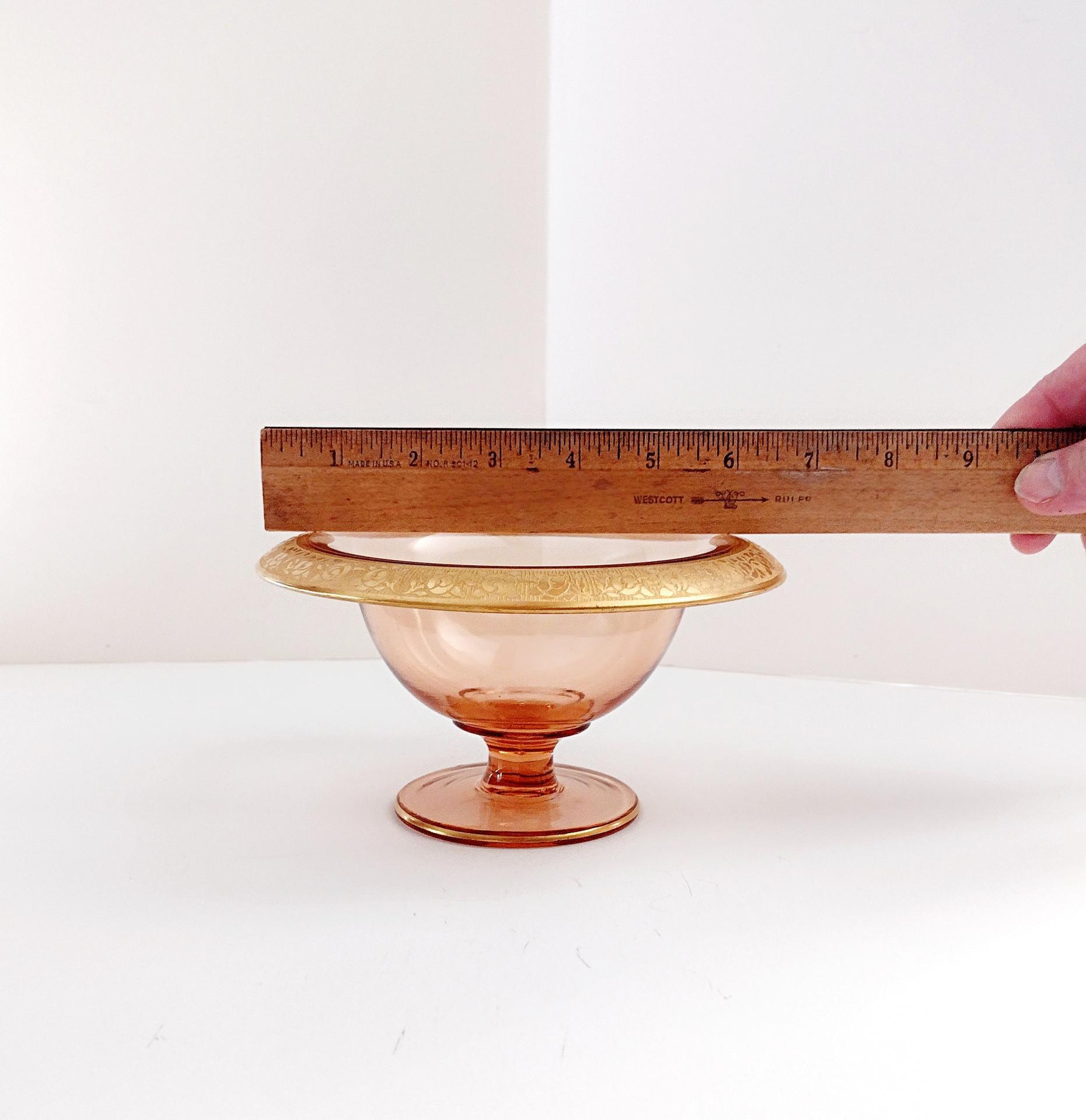 Vintage Glastonbury Rambler Rose Gold Rimmed Footed Mayonnaise Dip Bowl and Serving Plate