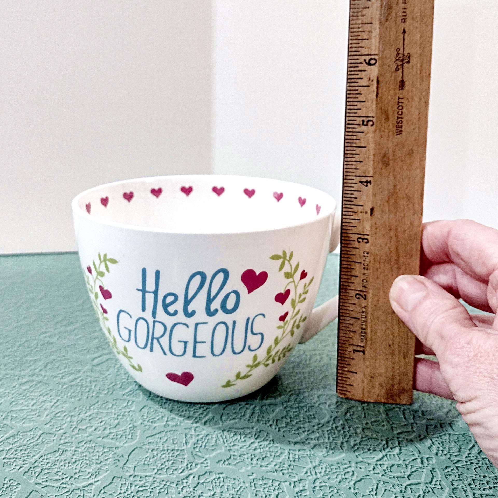 Hello Gorgeous Oversized Coffee Tea Mug, Portobello By Design Bone China, Valentines Day Gift
