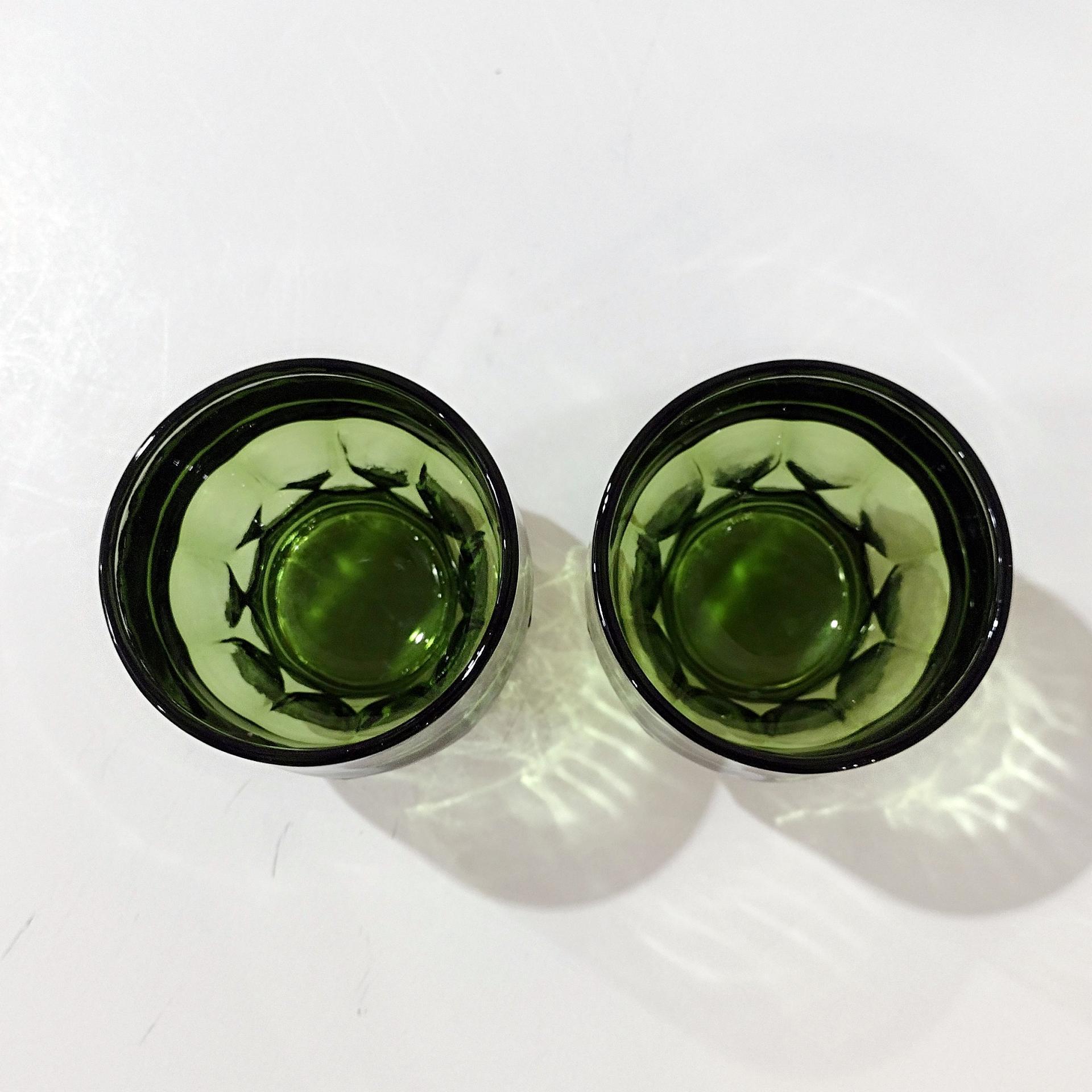Vintage Anchor Hocking Georgian Green Avocado 5 Ounce Flat Tumblers, Set of Two
