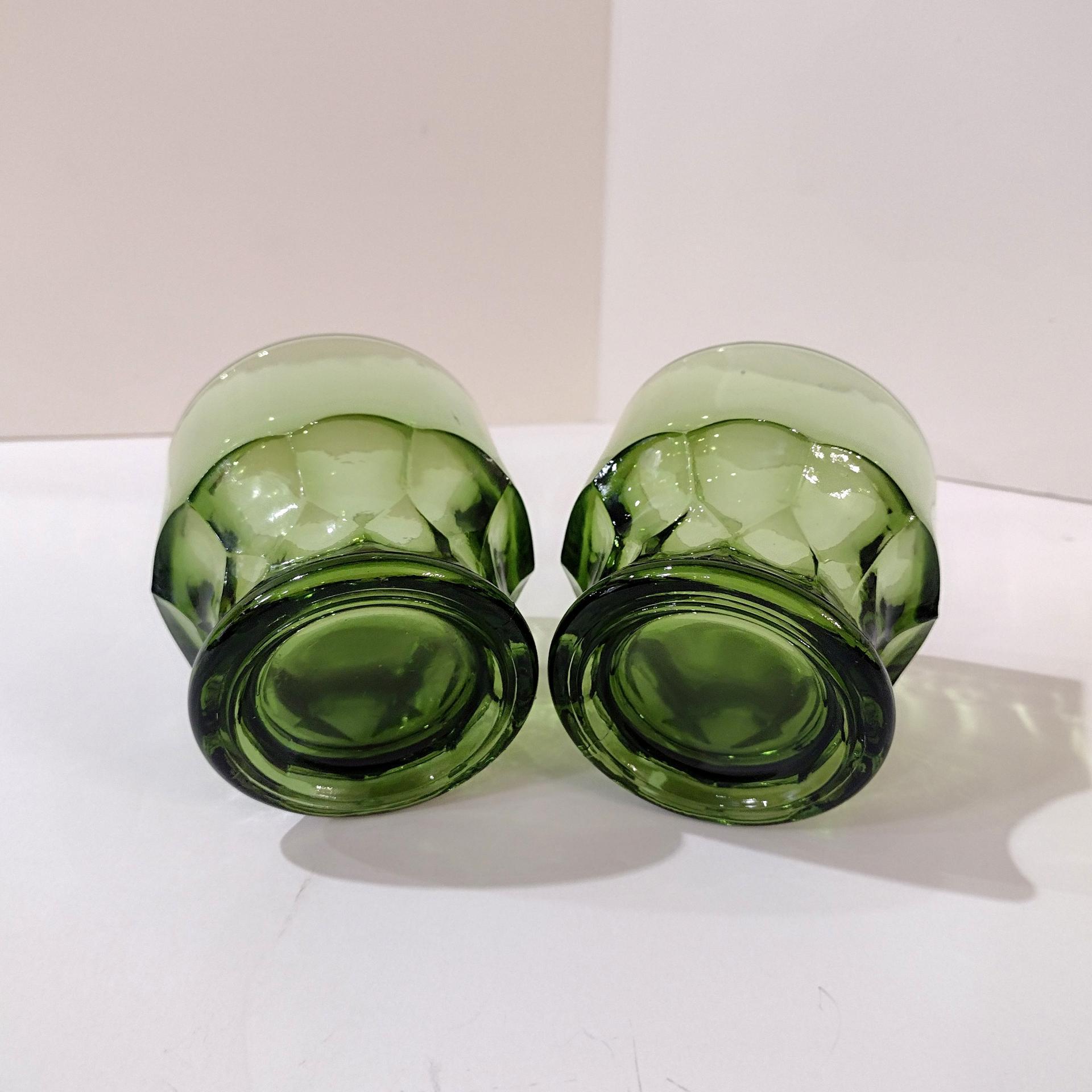 Vintage Anchor Hocking Georgian Green Avocado 5 Ounce Flat Tumblers, Set of Two
