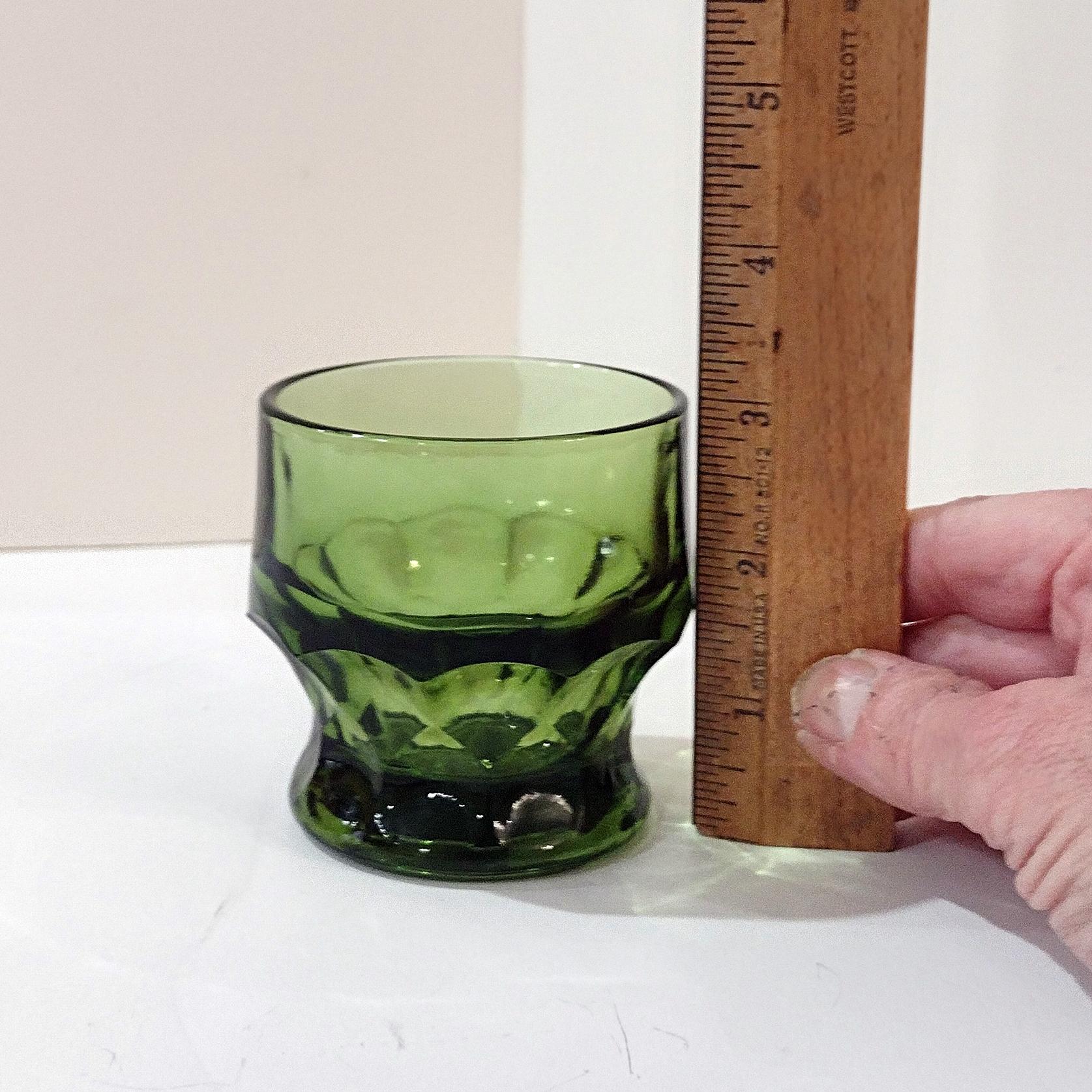 Vintage Anchor Hocking Georgian Green Avocado 5 Ounce Flat Tumblers, Set of Two