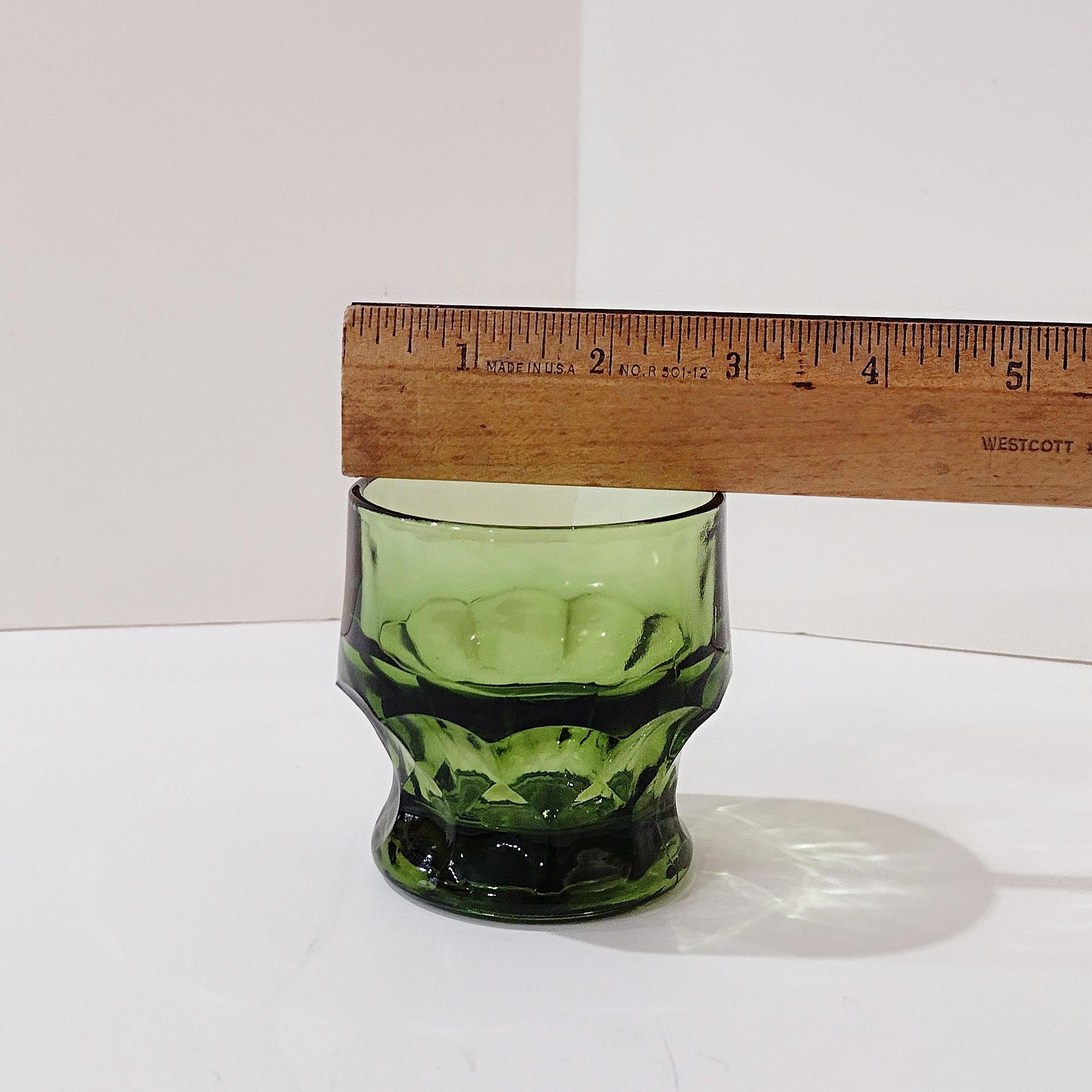 Vintage Anchor Hocking Georgian Green Avocado 5 Ounce Flat Tumblers, Set of Two