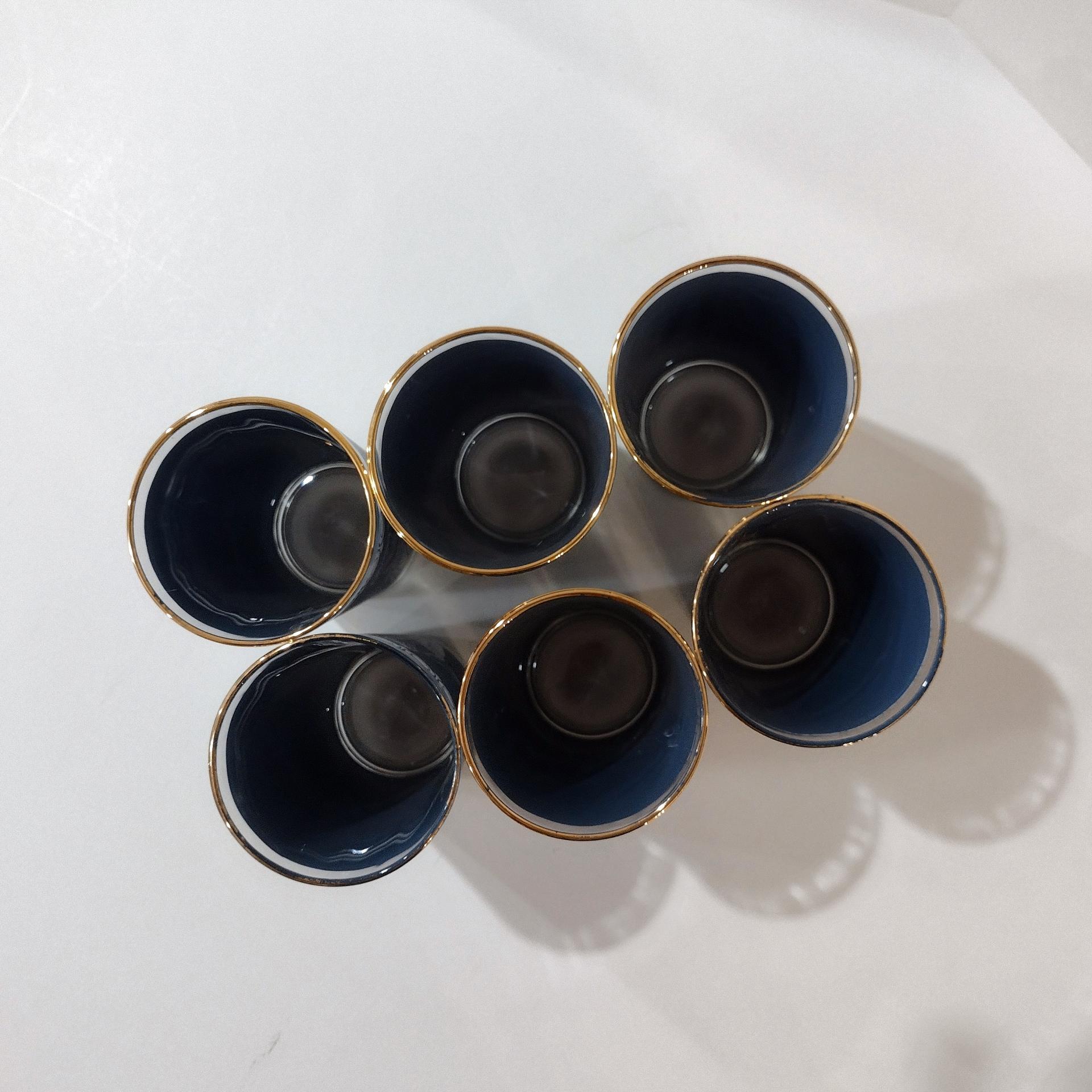 Vintage Jeanette Corinthian Blue Hellenic Greek Roman Themed Glasses, Set of 6