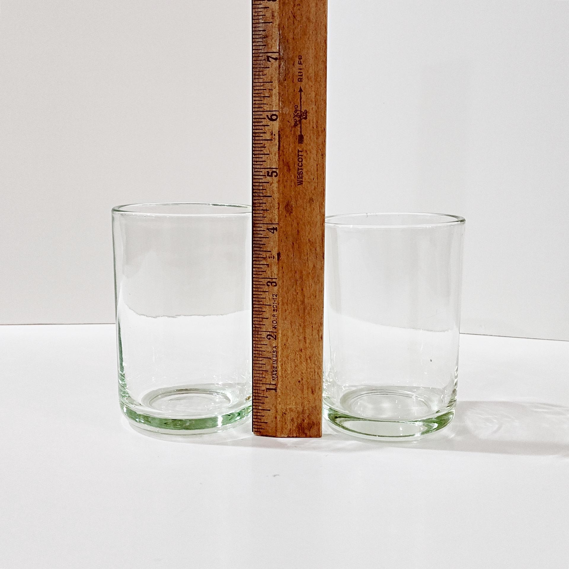 Vintage Handblown Green Glass Tumblers, Set of Two, Juice Glasses