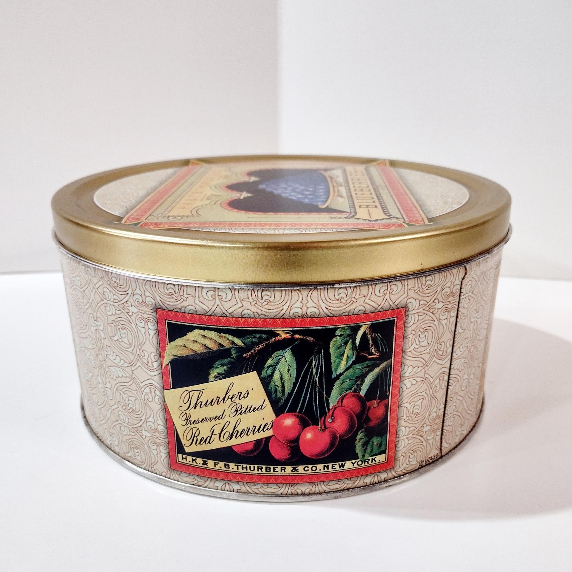 Vintage Thurber and Co Blueberries Tin, Fruit Motif Storage Container