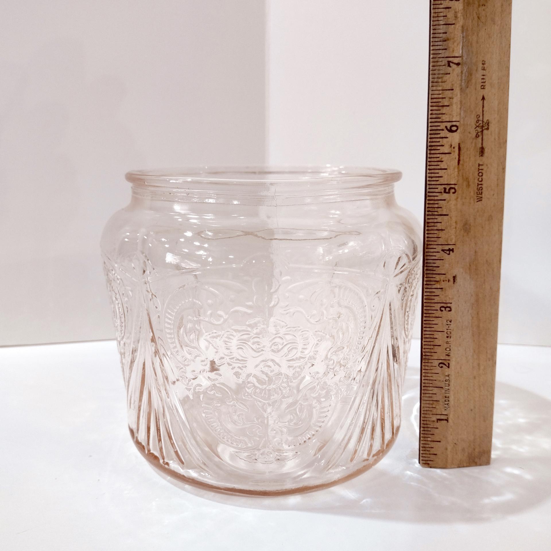 Vintage Hazel Atlas Royal Lace Pink Glass Cookie Biscuit Jar, 1930's Depression Glass Jar
